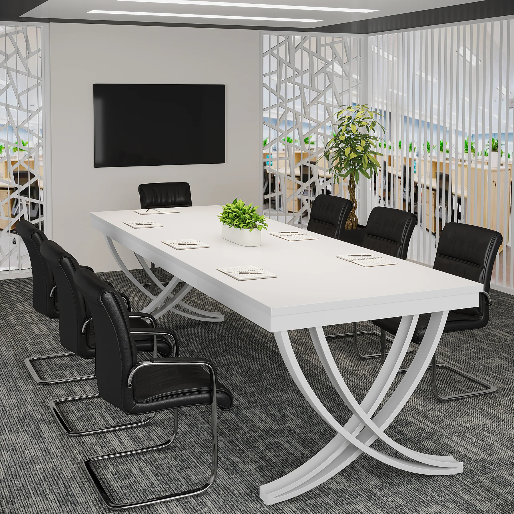 6.5FT Conference Table for 6-8 People, 78-Inch Rectangular Table with Metal Frame - Image 11