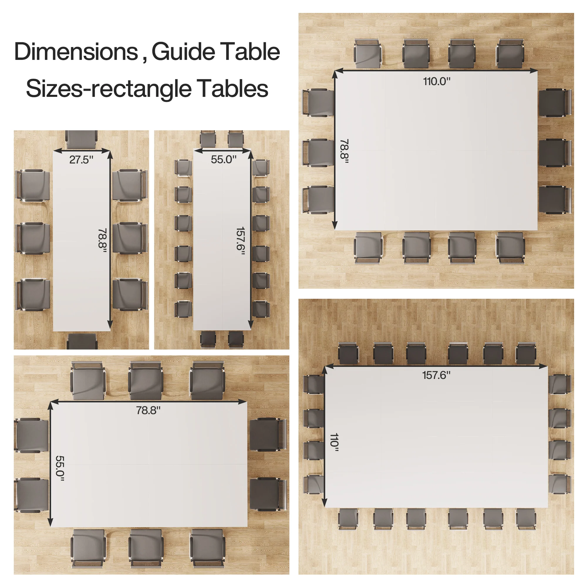 6.5FT Conference Table for 6-8 People, 78-Inch Rectangular Table with Metal Frame - Image 12
