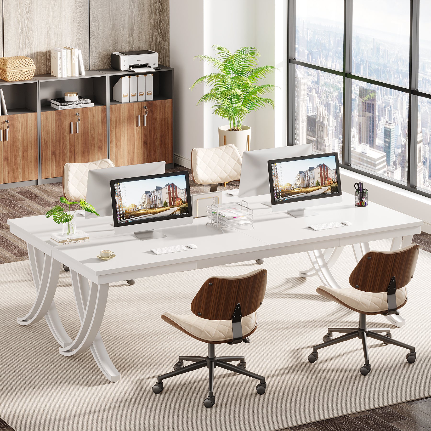 6.5FT Conference Table for 6-8 People, 78-Inch Rectangular Table with Metal Frame - Image 14
