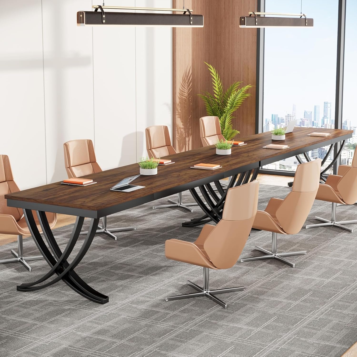 6.5FT Conference Table for 6-8 People, 78-Inch Rectangular Table with Metal Frame - Image 4