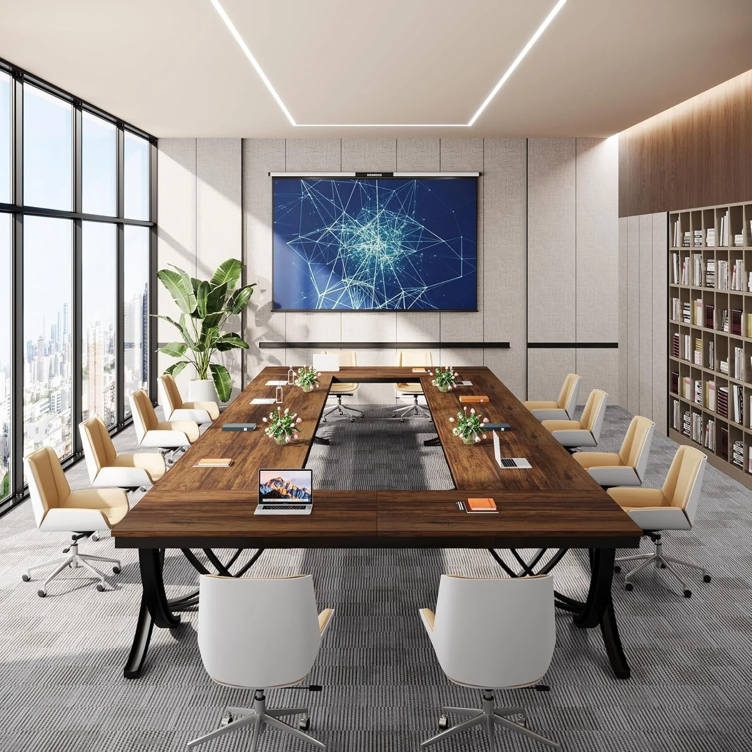 6.5FT Conference Table for 6-8 People, 78-Inch Rectangular Table with Metal Frame - Image 5