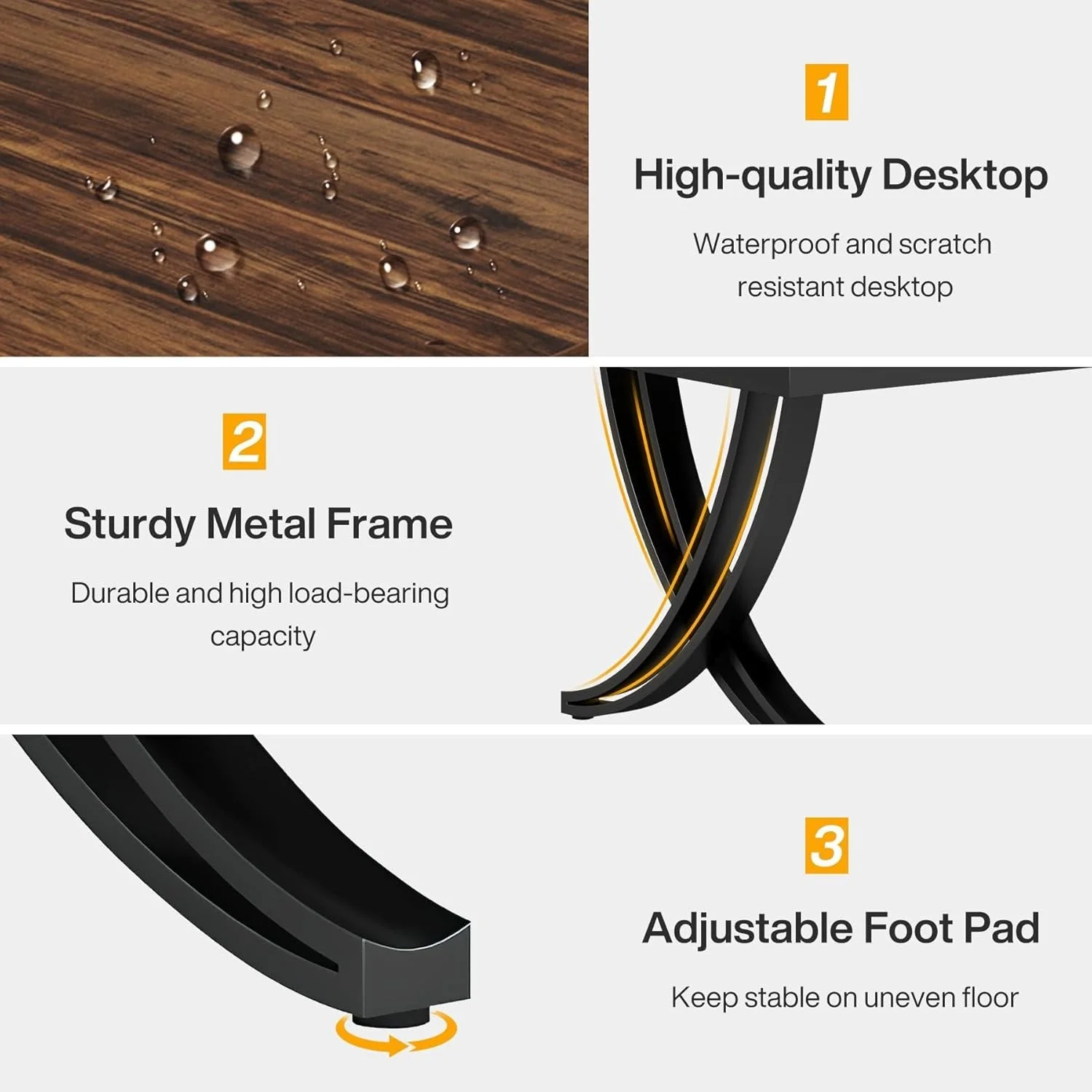 6.5FT Conference Table for 6-8 People, 78-Inch Rectangular Table with Metal Frame - Image 6