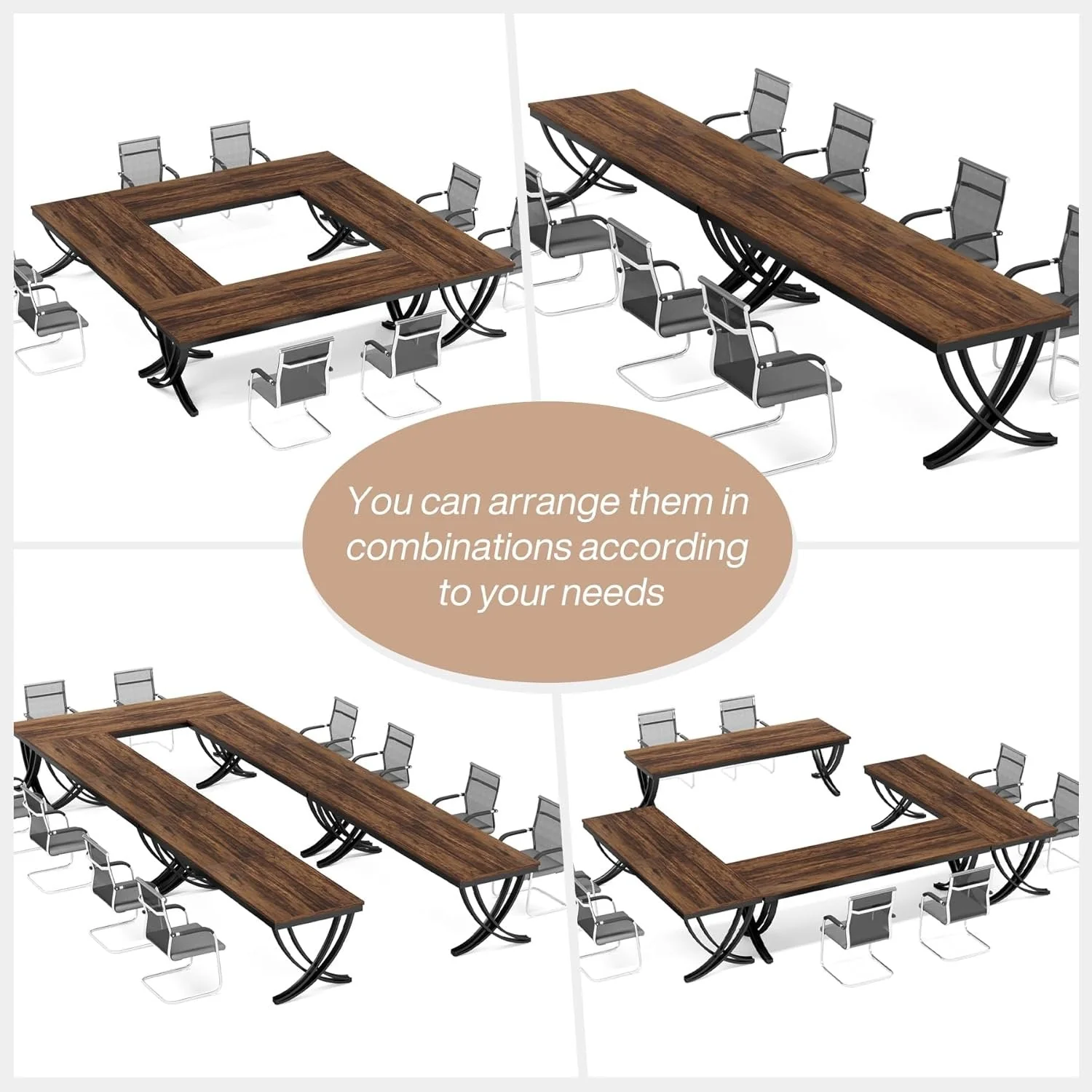 6.5FT Conference Table for 6-8 People, 78-Inch Rectangular Table with Metal Frame - Image 7