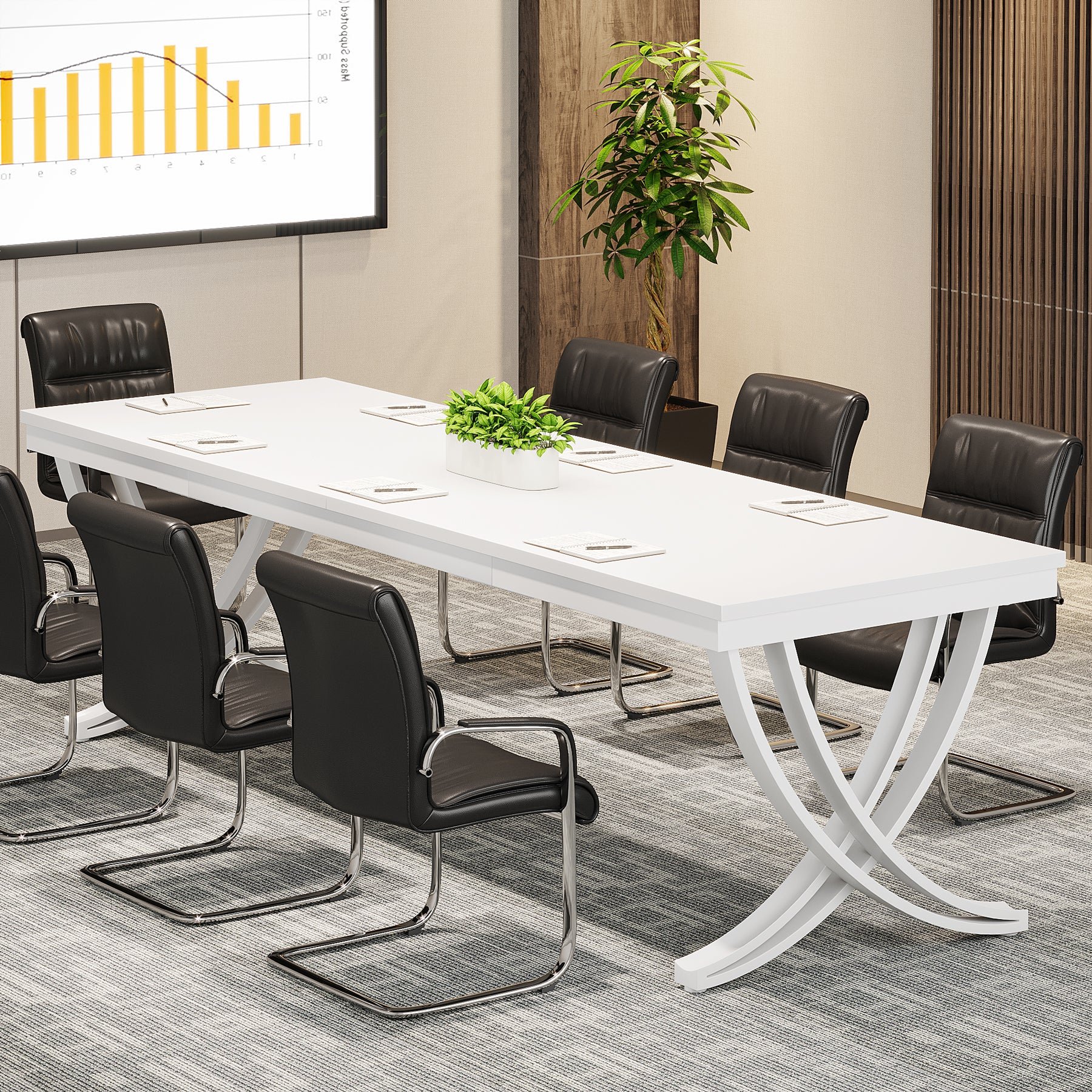 6.5FT Conference Table for 6-8 People, 78-Inch Rectangular Table with Metal Frame - Image 8