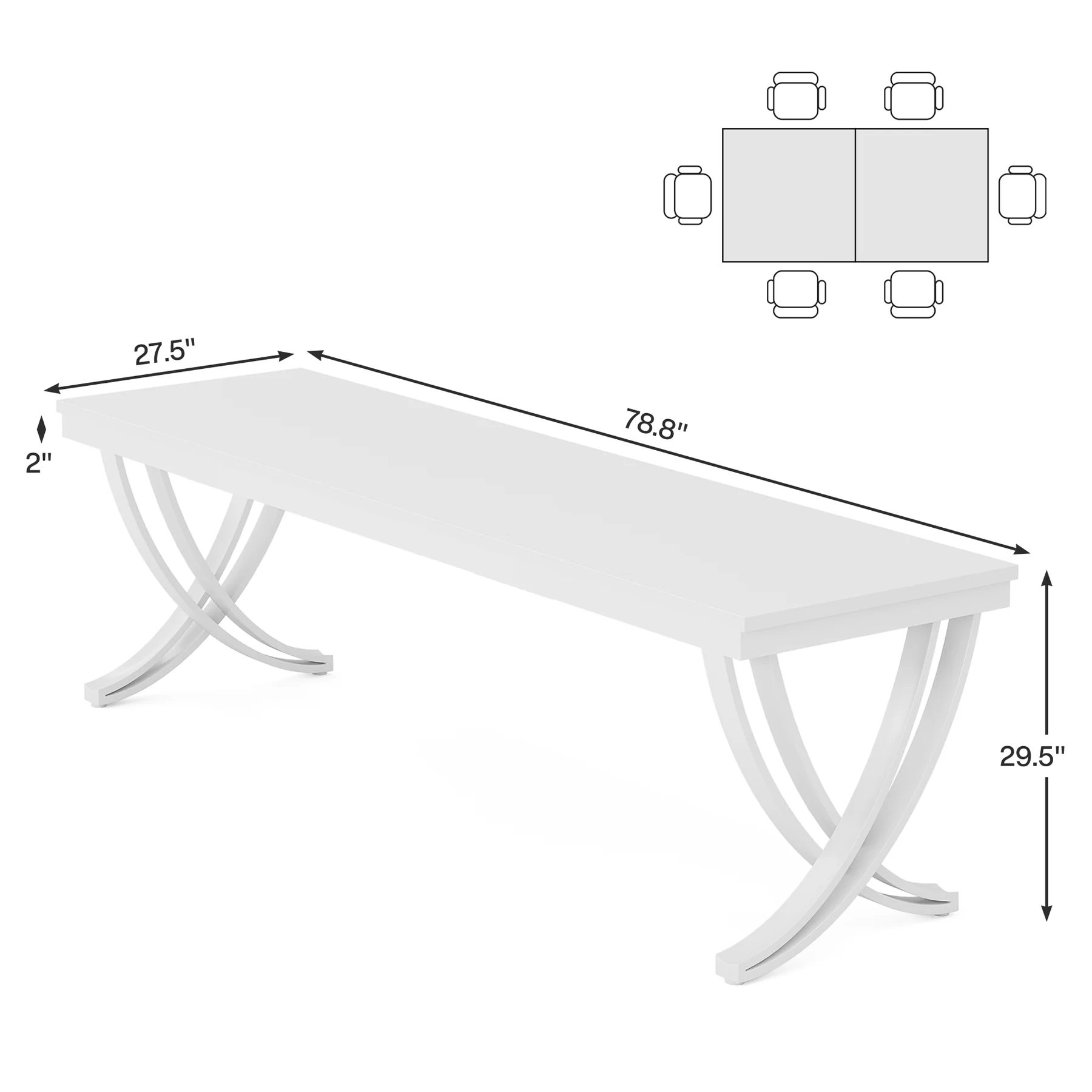 6.5FT Conference Table for 6-8 People, 78-Inch Rectangular Table with Metal Frame - Image 9
