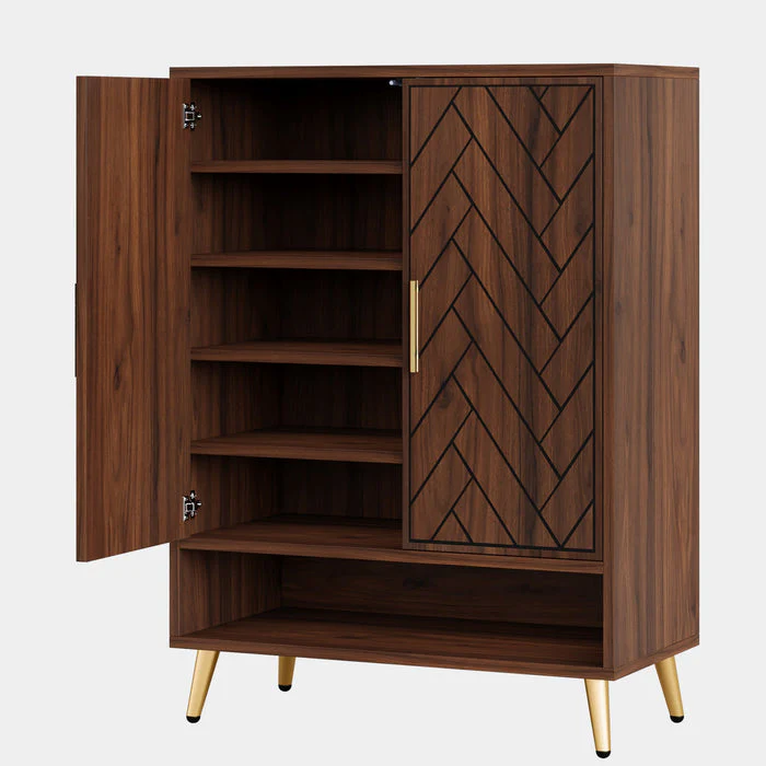6-Tier Adjustable Shoe Cabinet - Wooden Shoe Organizer with Storage Shelves - Image 10