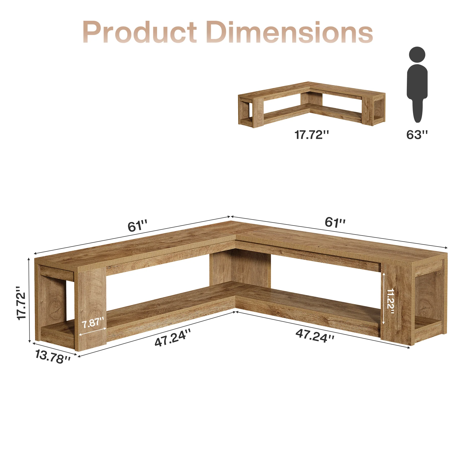 Tribesigns 61-Inch L-Shaped Shoe Bench with Storage, Farmhouse Corner Entryway Bench for Dining Room Living Room and Cloakroom - Image 2