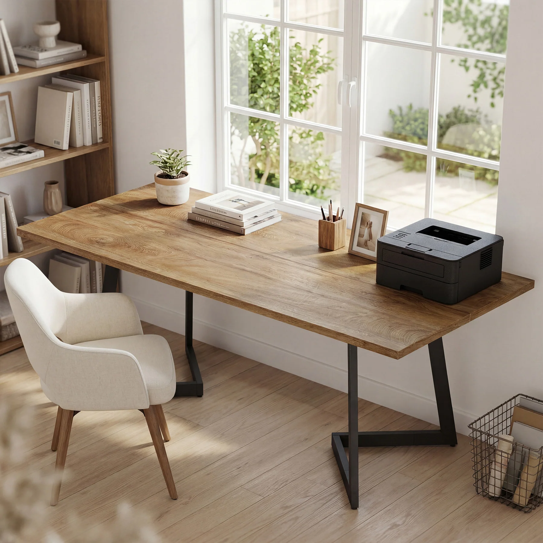 Tribesigns 62.2-Inch Industrial Executive Desk with V-Shaped Metal Legs, Large Computer Writing Desk for Home Office and Study Room - Image 5