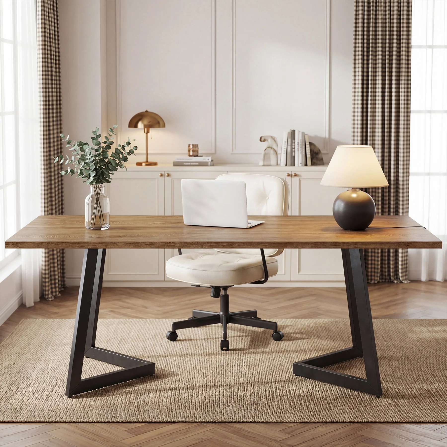 Tribesigns 62.2-Inch Industrial Executive Desk with V-Shaped Metal Legs, Large Computer Writing Desk for Home Office and Study Room - Image 8