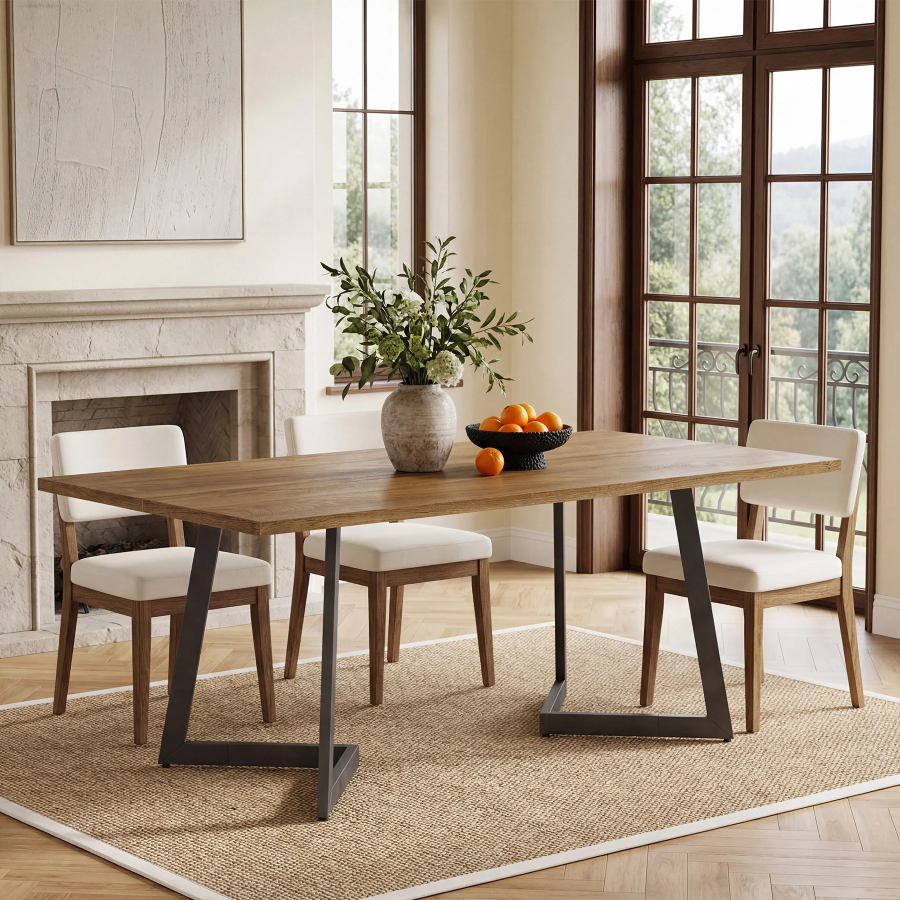 Tribesigns 62.2-Inch Rectangular Dining Table for 6 with Metal Legs, Farmhouse Kitchen Table for Dining Room and Small Spaces (Only Table) - Image 5