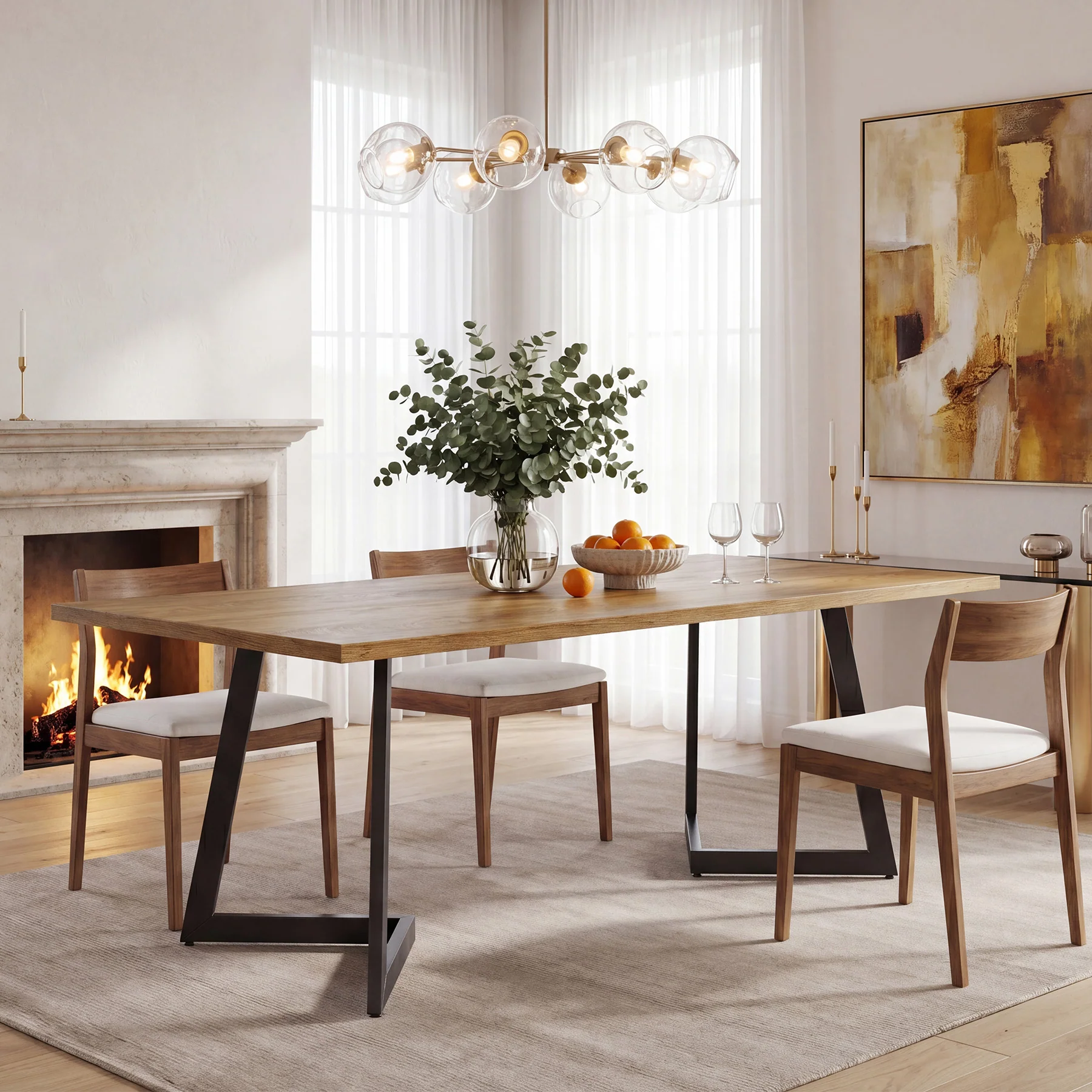 Tribesigns 62.2-Inch Rectangular Dining Table for 6 with Metal Legs, Farmhouse Kitchen Table for Dining Room and Small Spaces (Only Table) - Image 7