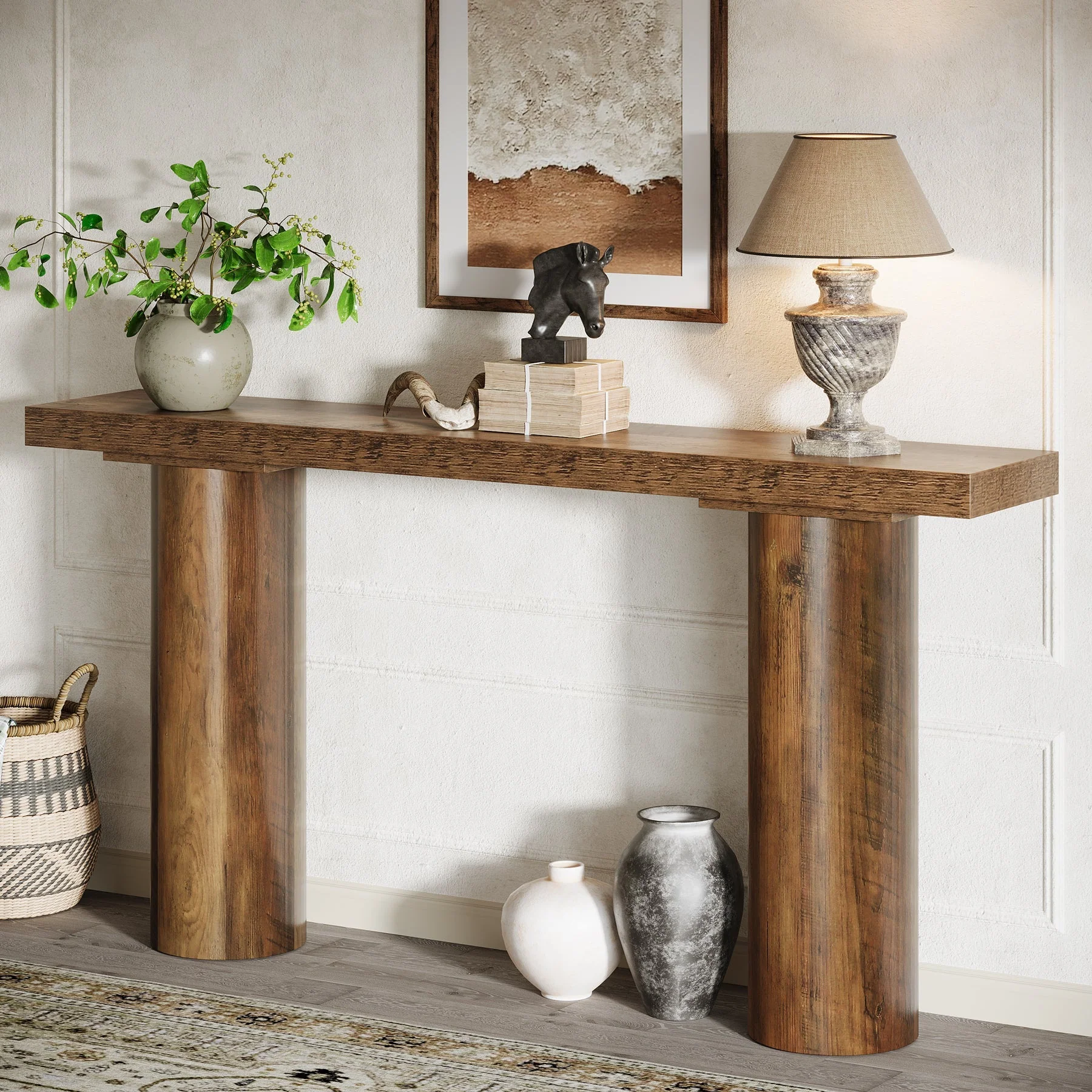 63" Console Table, Long Rustic Sofa Table Bar Table - Image 3