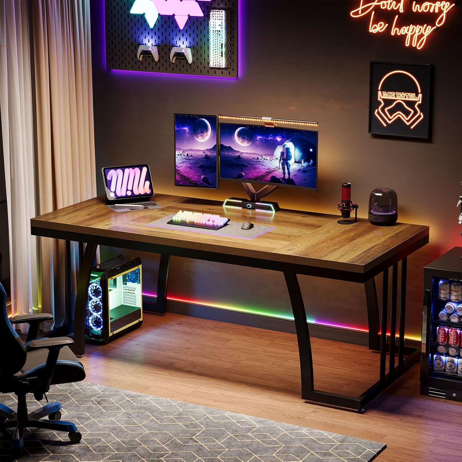 63" Executive Desk - Thick Wood Top & Metal Frame Workstation - Image 3