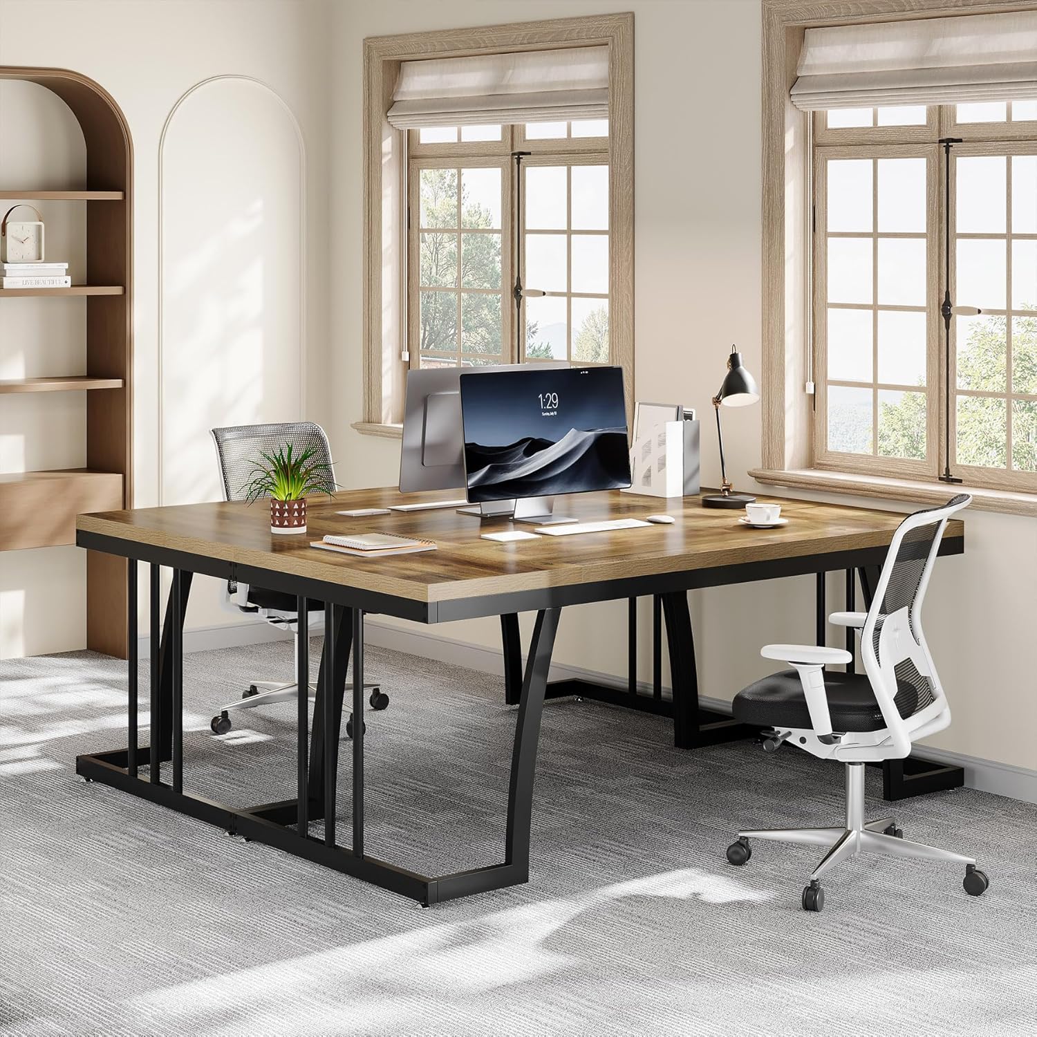 63" Executive Desk - Thick Wood Top & Metal Frame Workstation - Image 6
