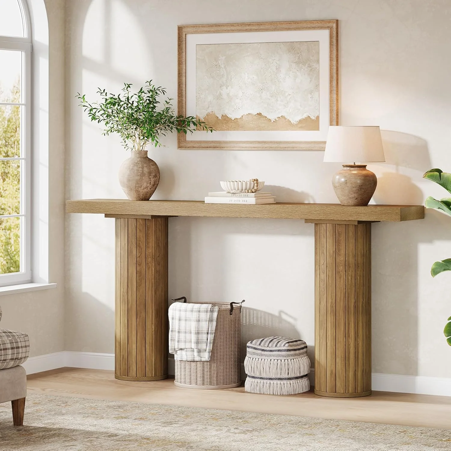 63" Farmhouse Console Table - Long Narrow Sofa Table for Living Room & Hallway - Image 8