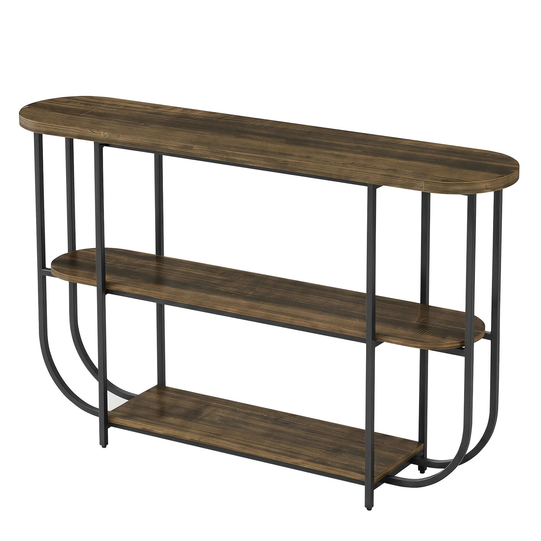 Tribesigns 63-Inch 3-Tier Narrow Console Table with Curved Metal Frame, Modern Vintage Entryway Sofa Table for Living Room - Image 10