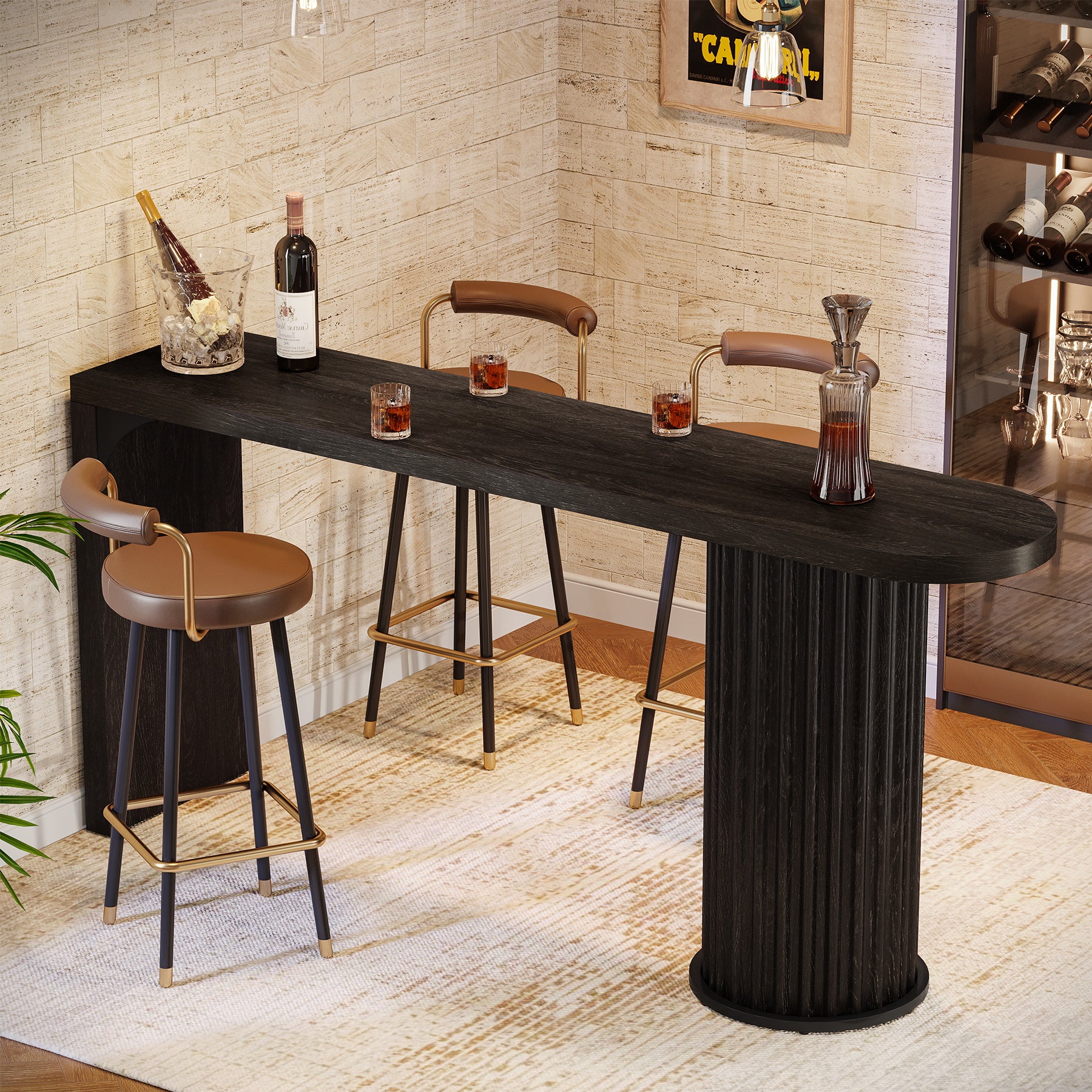 Tribesigns 63-Inch Modern Counter Height Bar Table with Fluted Round Base, Narrow High Top Table for Kitchen and Bistro - Image 6