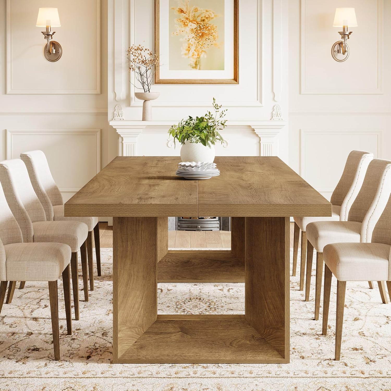 Tribesigns 63-Inch Farmhouse Dining Table for 4-6 People, Rectangular Kitchen Table with Heavy Duty Legs for Dining Room - Image 6