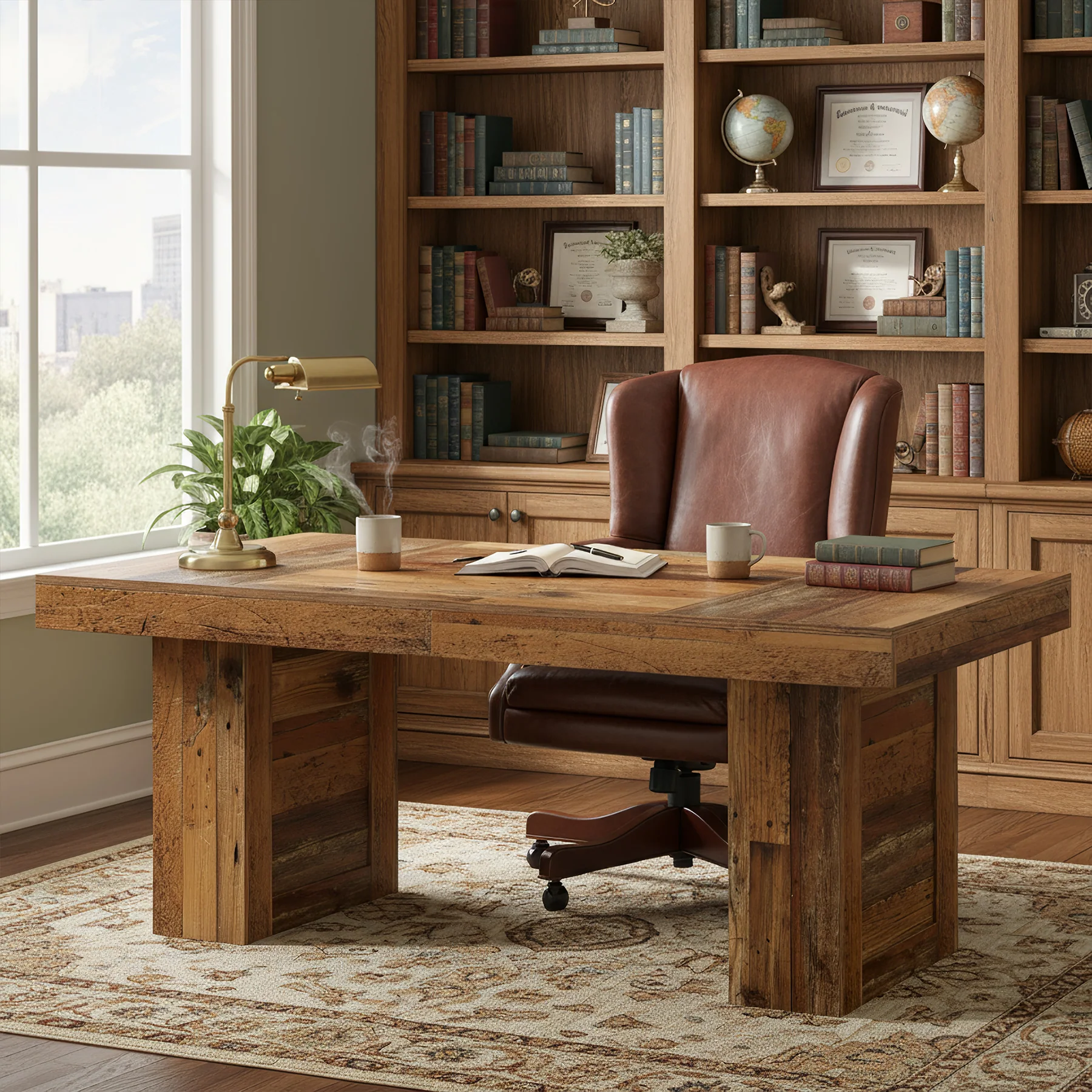 Tribesigns 63 Inch Farmhouse Executive Desk, Large Wooden Computer Desk with Heavy Duty Legs for Home Office - Image 3