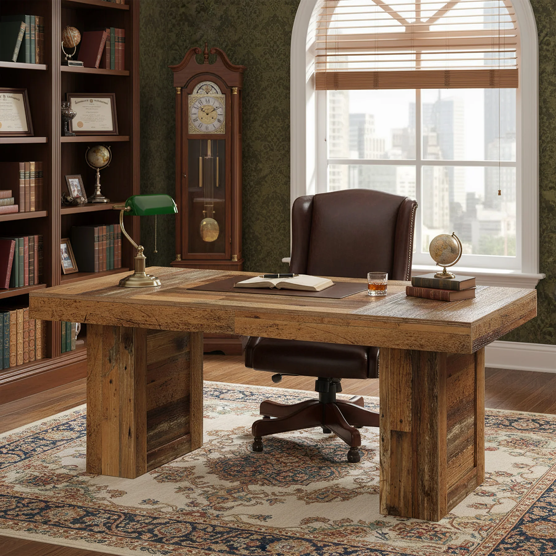Tribesigns 63 Inch Farmhouse Executive Desk, Large Wooden Computer Desk with Heavy Duty Legs for Home Office - Image 5