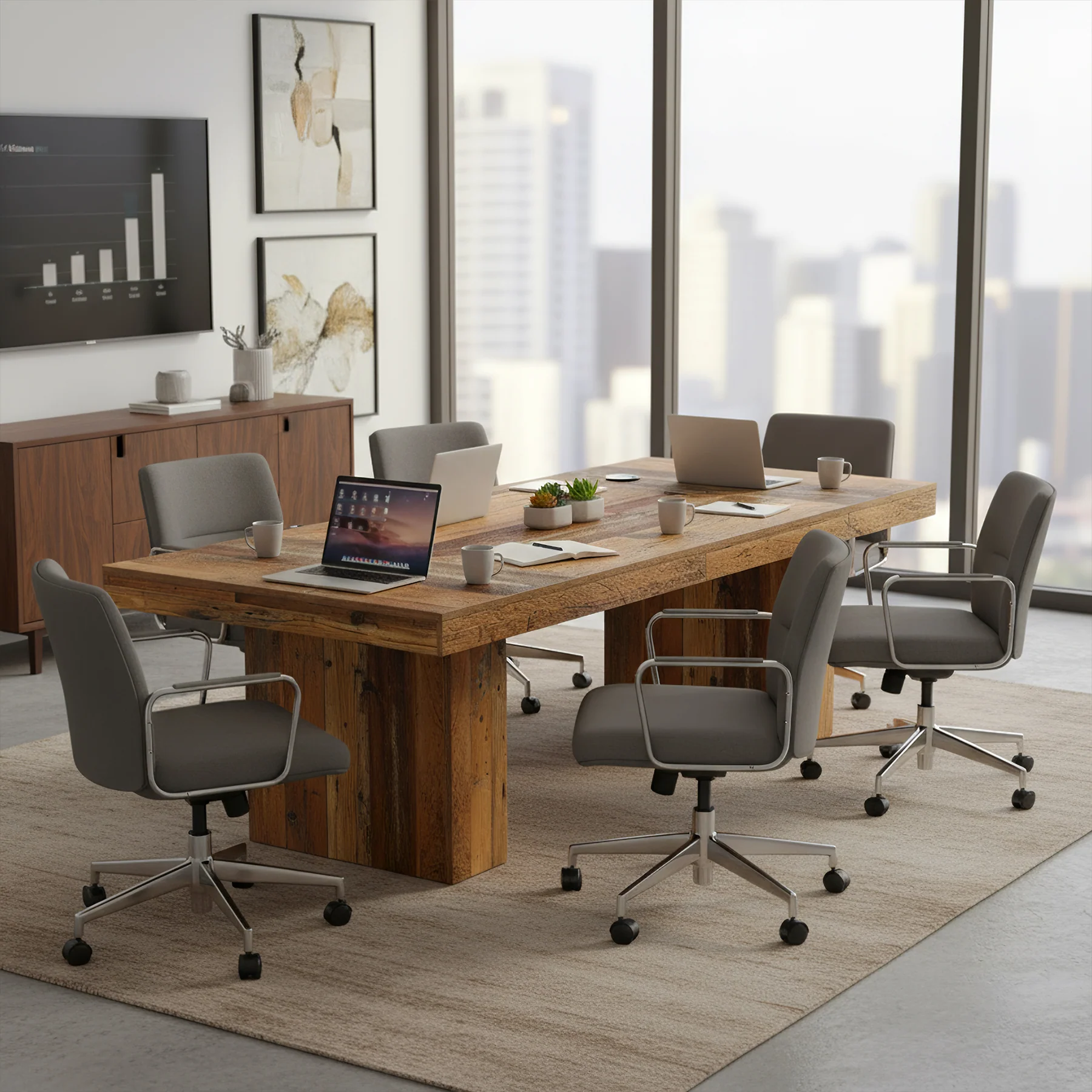Tribesigns 63 Inch Farmhouse Executive Desk, Large Wooden Computer Desk with Heavy Duty Legs for Home Office - Image 6