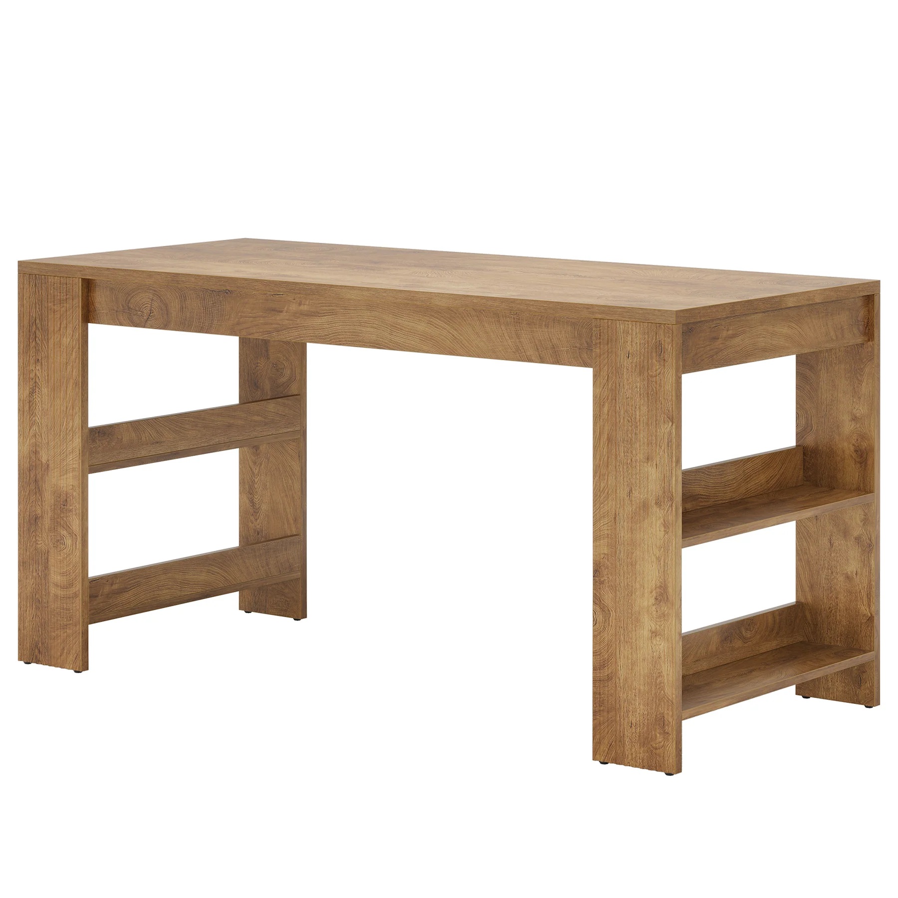 63 Inch Farmhouse Bar Table with Storage Shelves, Counter Height Pub Table for Kitchen - Image 10