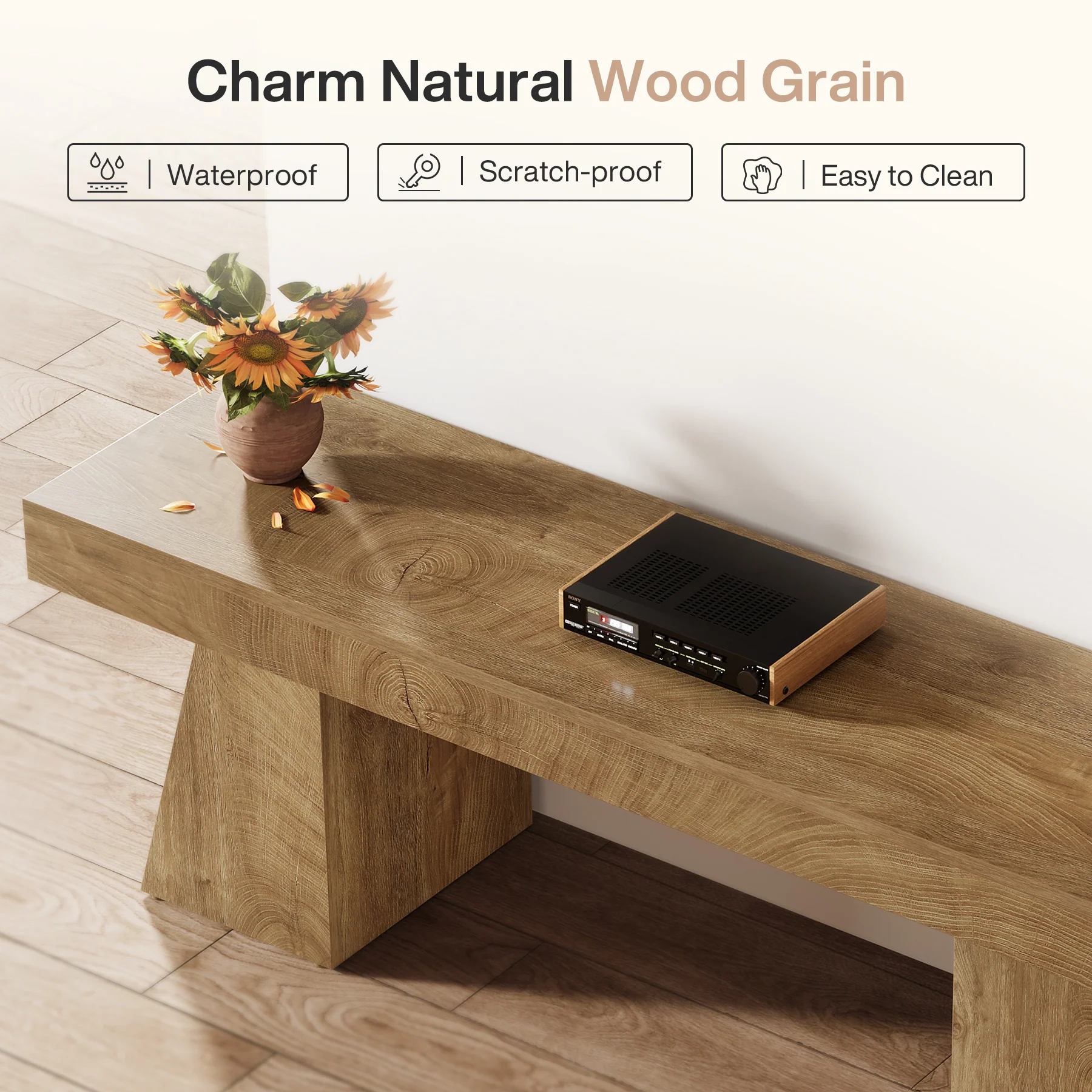 Tribesigns 63-Inch Farmhouse TV Stand for 55-75 Inch TVs with Double Geometric Pedestal, Media Console for Living Room and Bedroom - Image 3