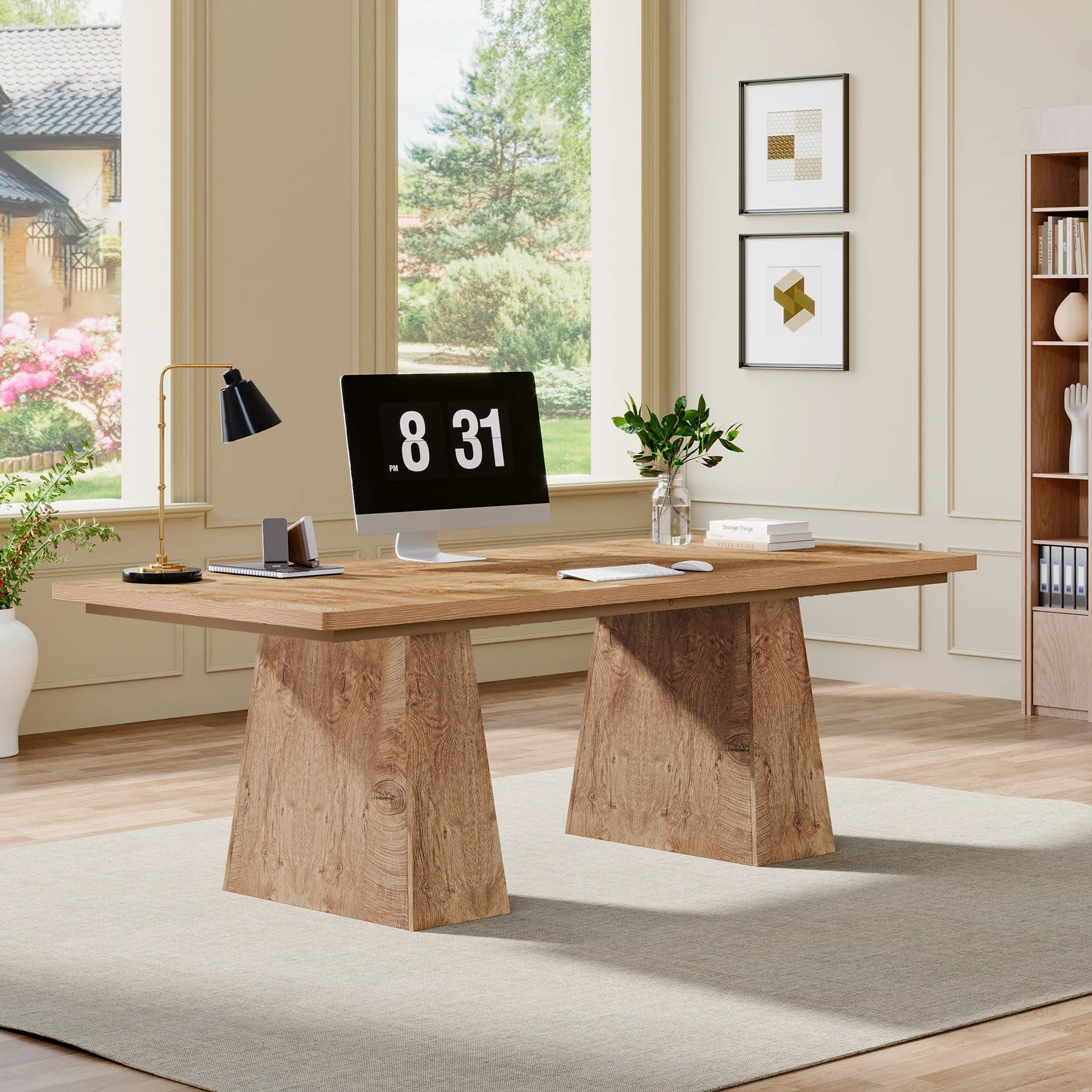 Tribesigns 63 Inch Executive Desk, Large Office Computer Desk with Double Pedestal for Home Office Conference Room - Image 10