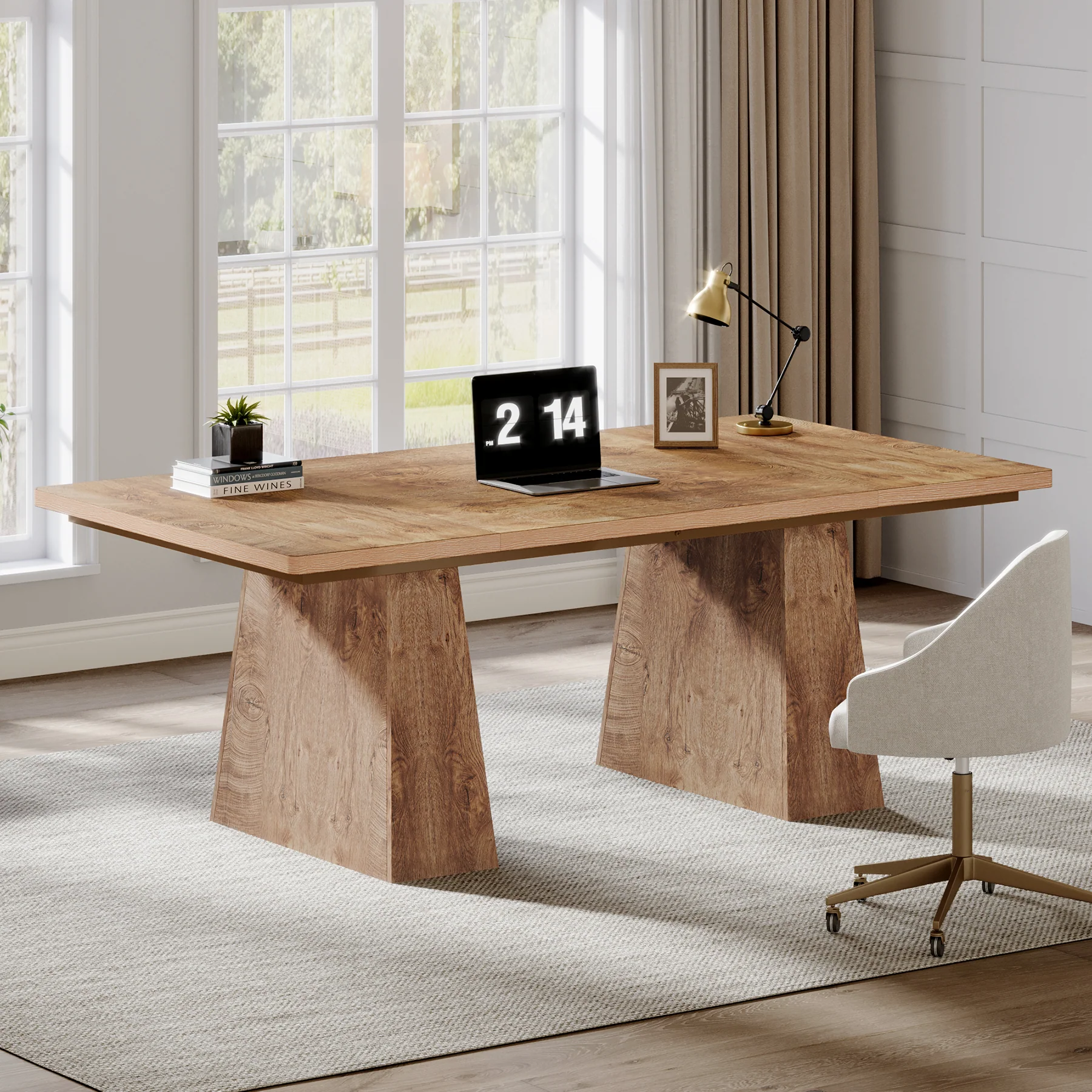 Tribesigns 63 Inch Executive Desk, Large Office Computer Desk with Double Pedestal for Home Office Conference Room - Image 5