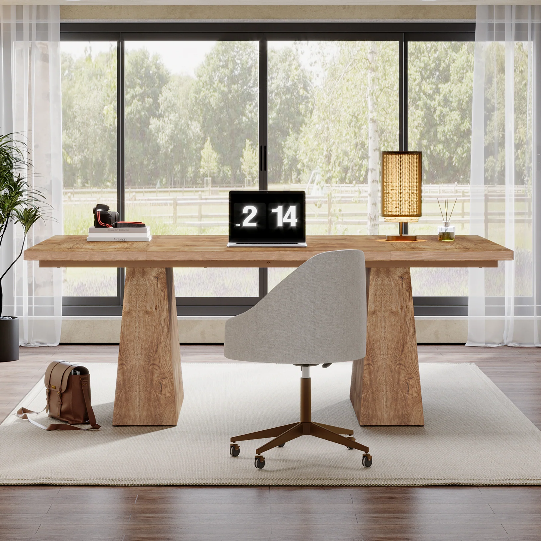 Tribesigns 63 Inch Executive Desk, Large Office Computer Desk with Double Pedestal for Home Office Conference Room - Image 6