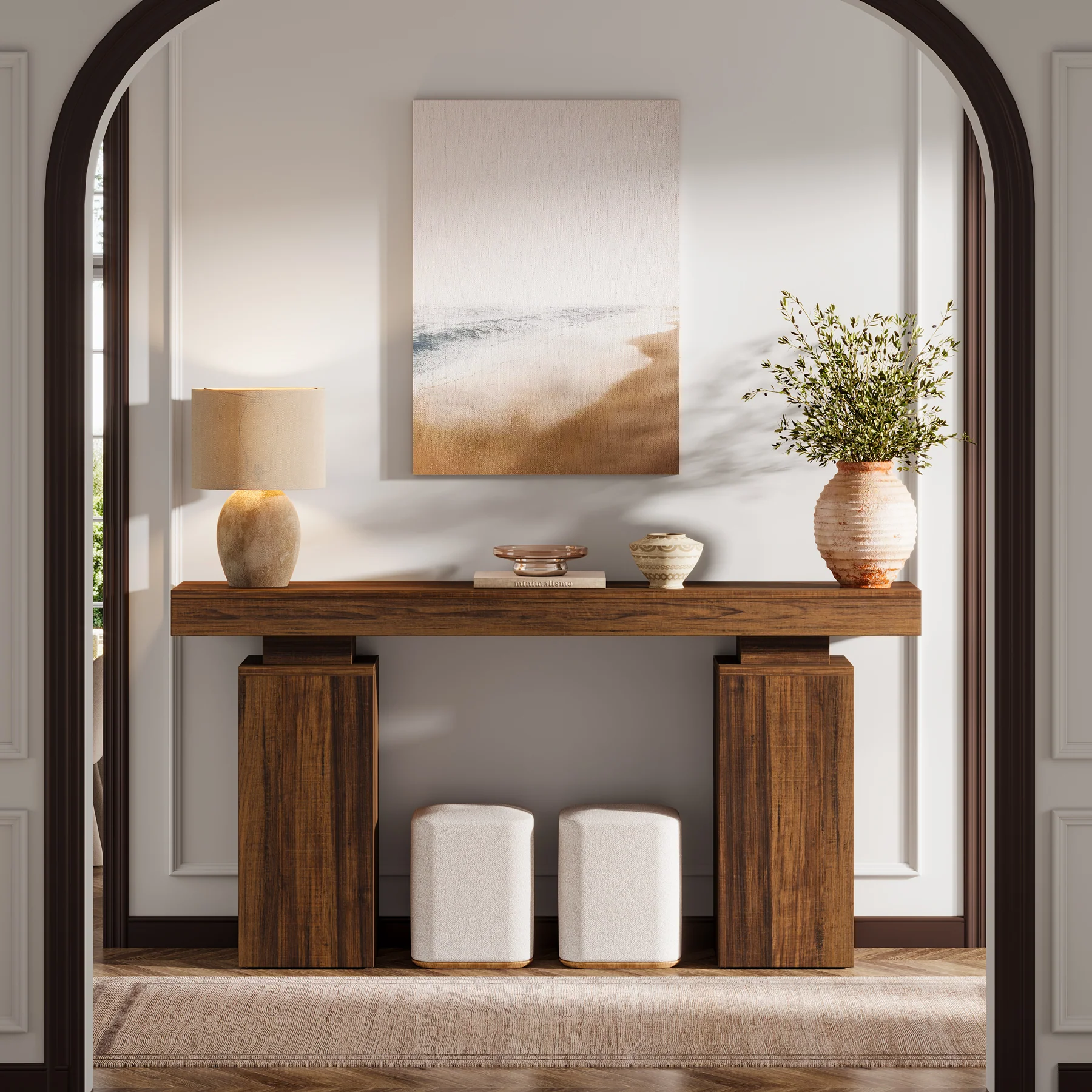 63 Inch Long Console Table for Entryway, Farmhouse Wooden Sofa Table for Living Room and Hallway - Image 12