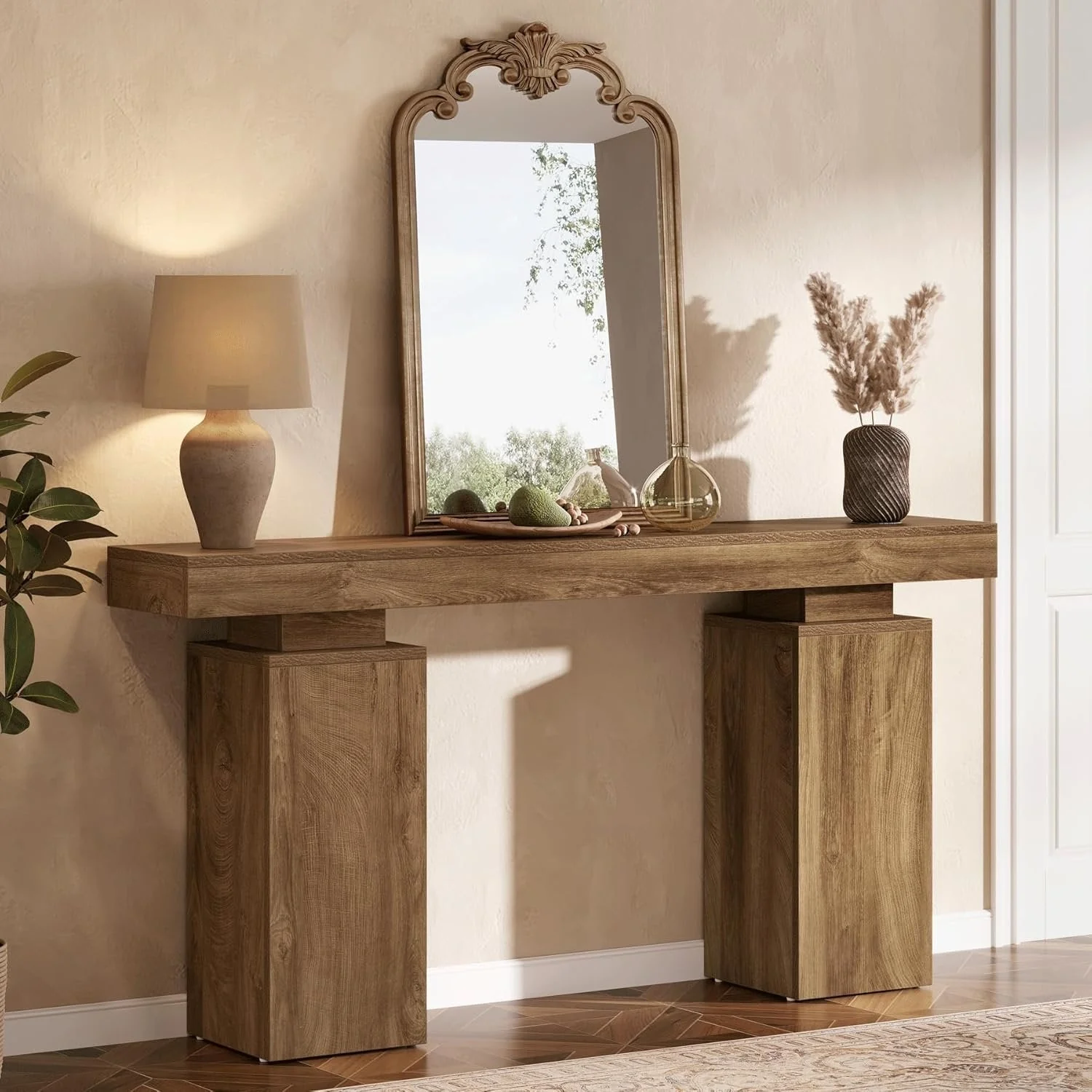 63 Inch Long Console Table for Entryway, Farmhouse Wooden Sofa Table for Living Room and Hallway - Image 3