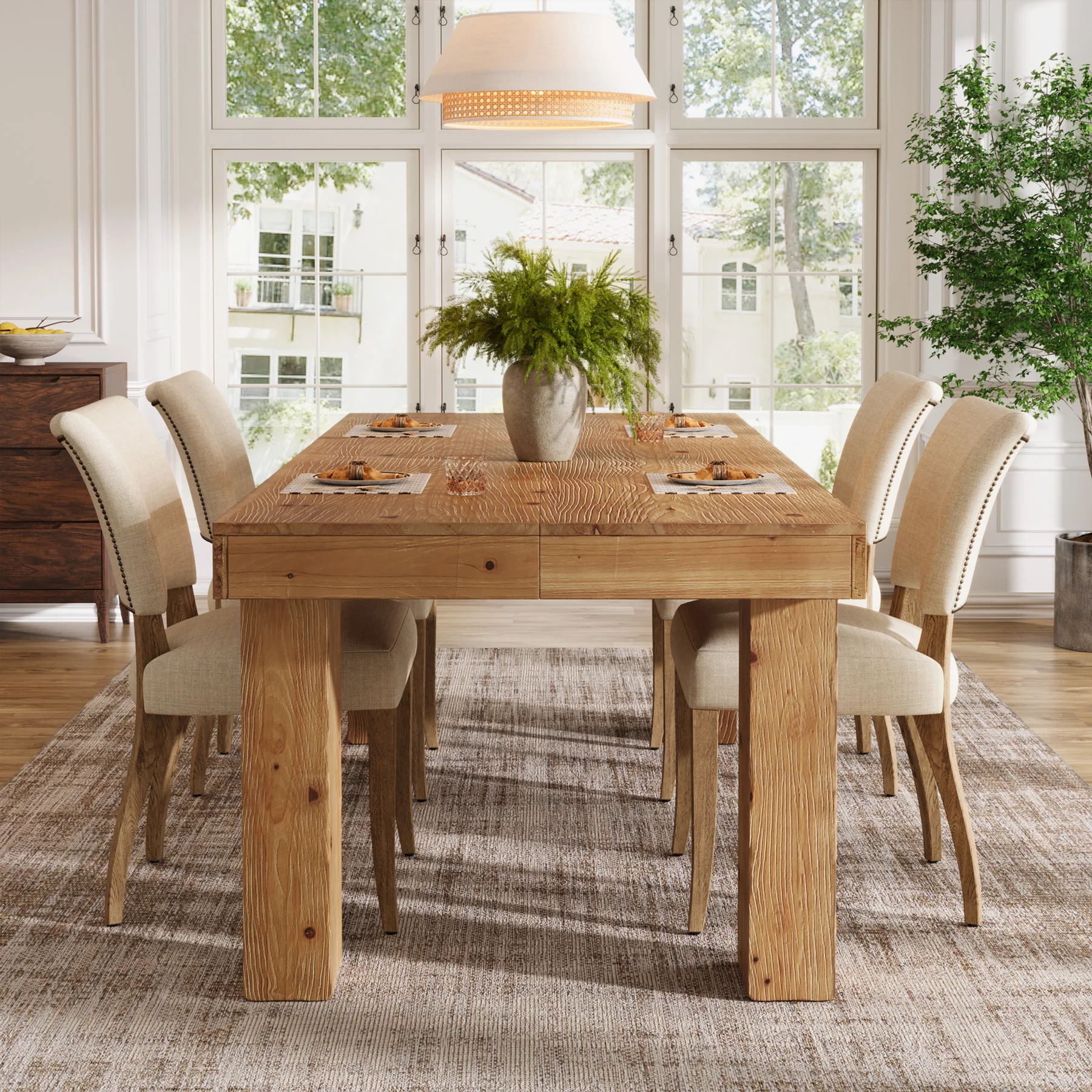 Tribesigns 63-Inch Solid Wood Kitchen Table for 4-6 People, Farmhouse Dining Table with Thick Tabletop - Image 9