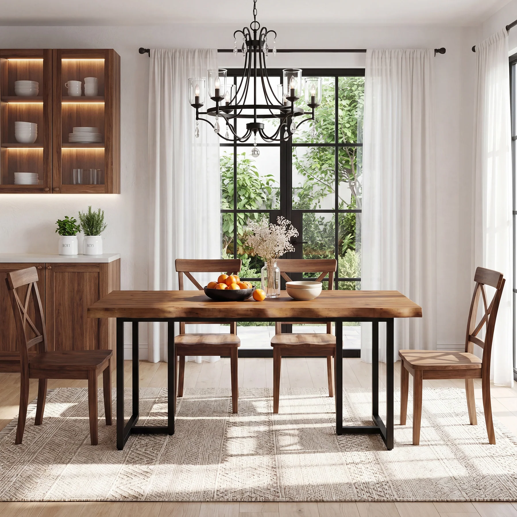 Tribesigns 63-Inch Solid Wood Dining Table with Live-Edge Inspired Top and Metal U-Frame, Industrial Kitchen Table for 4-6 People - Image 8
