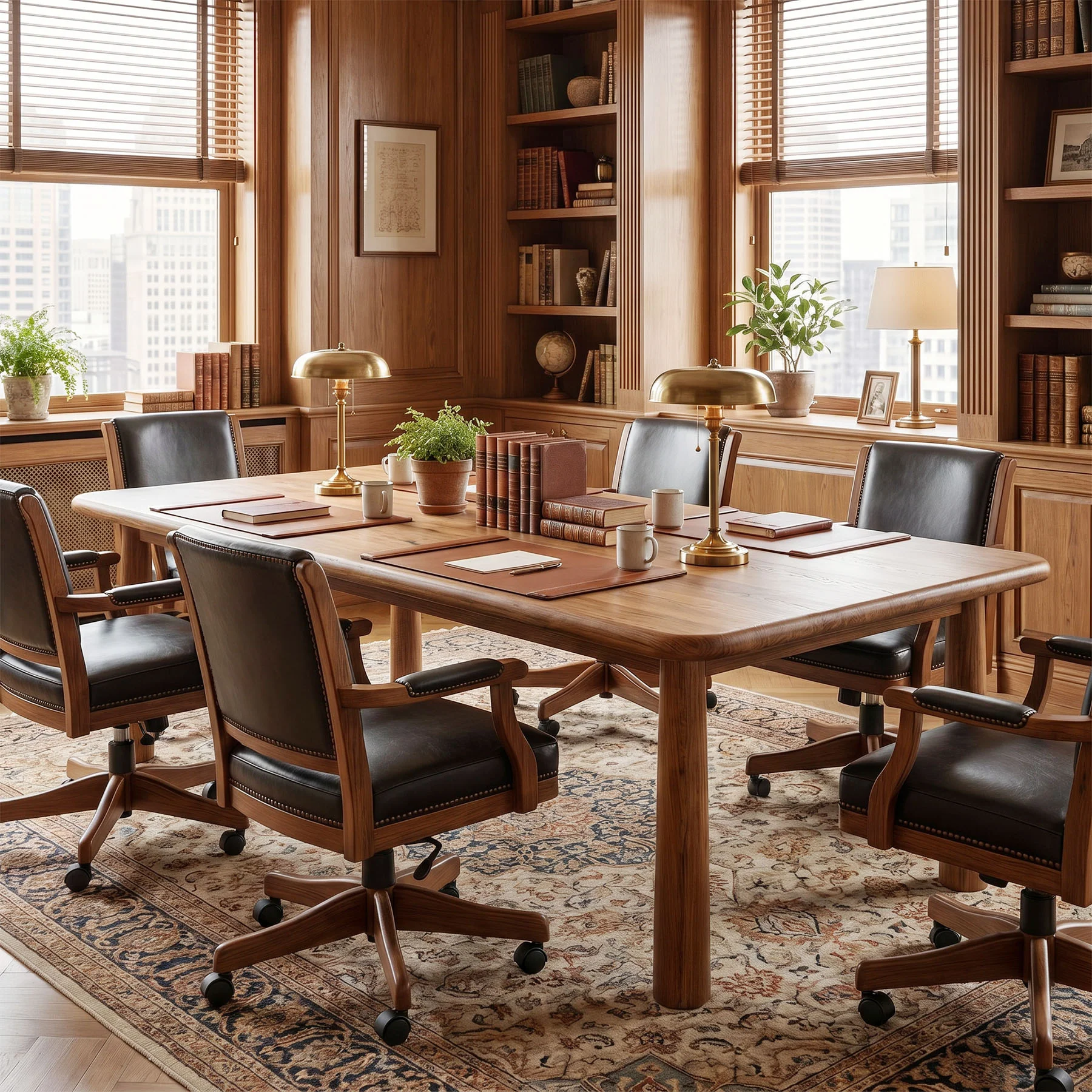 63-Inch Solid Wood Executive Desk with Heavy Duty Legs, Large Office Computer Desk for Home Office - Image 6