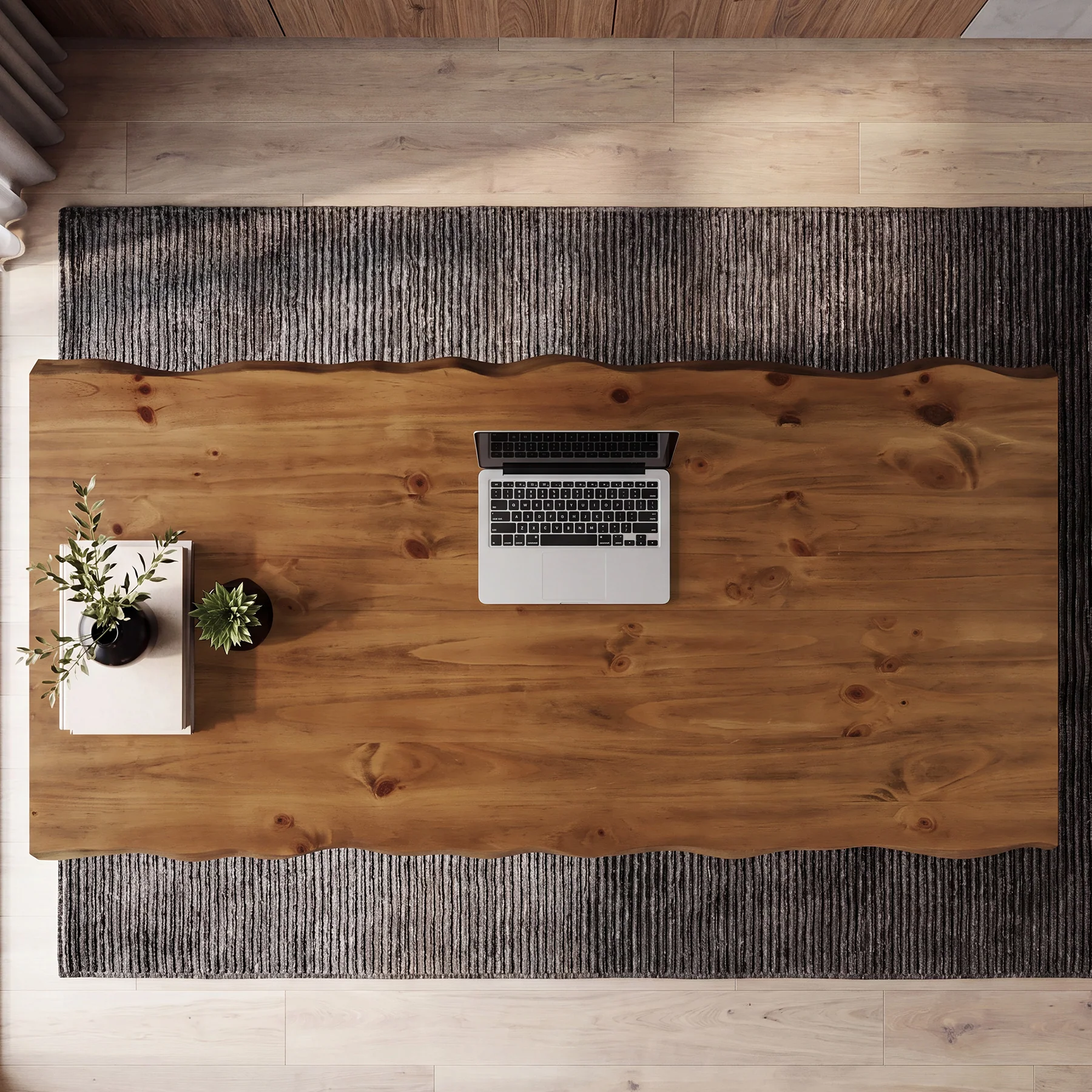Tribesigns 63-Inch Solid Wood Home Office Desk with Live-Edge Inspired Top, Industrial Writing Desk with Metal Frame for Study and Work - Image 5