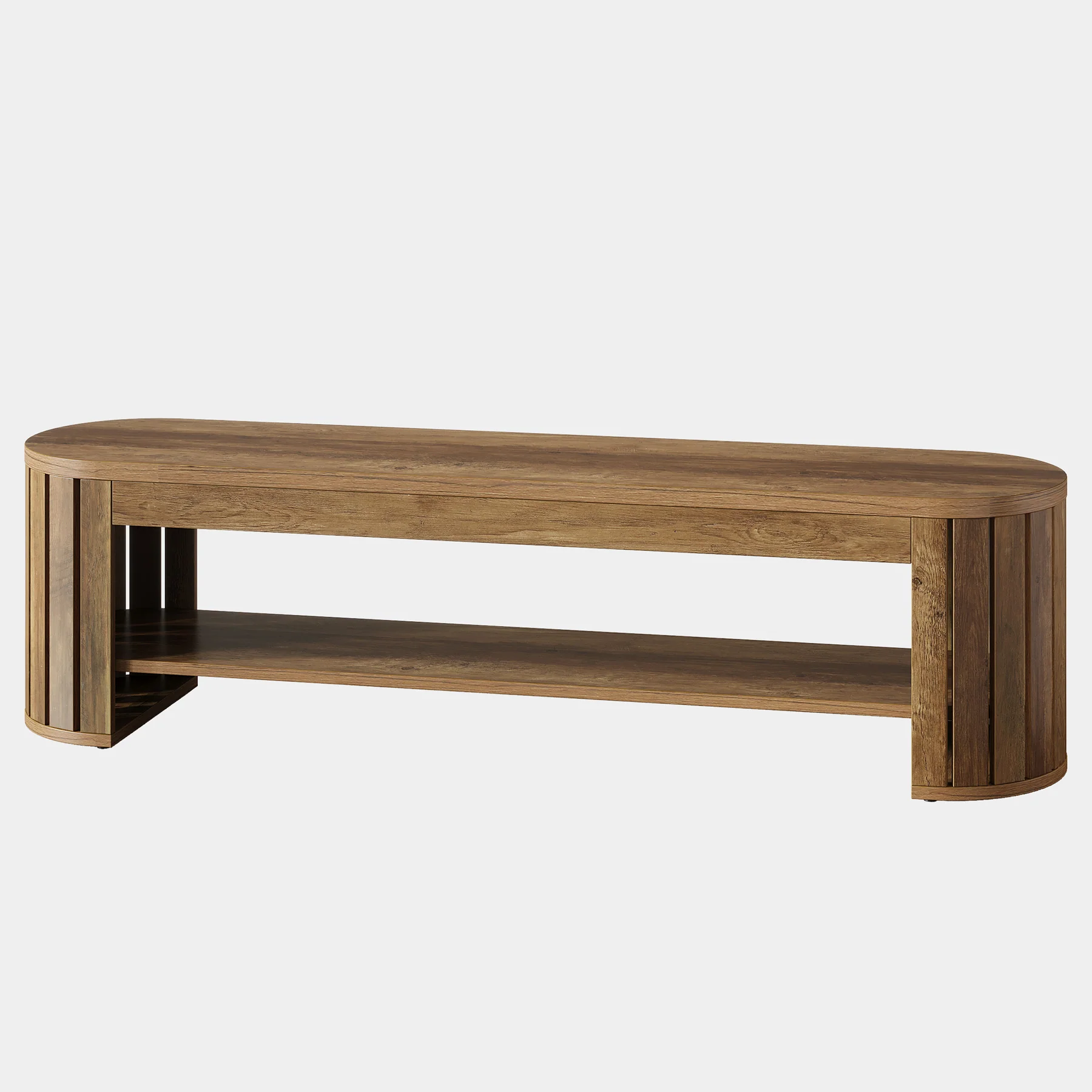 63-Inch Wooden Dining Bench with Arc Slat Legs, Farmhouse Bench for Dining Room - Image 7
