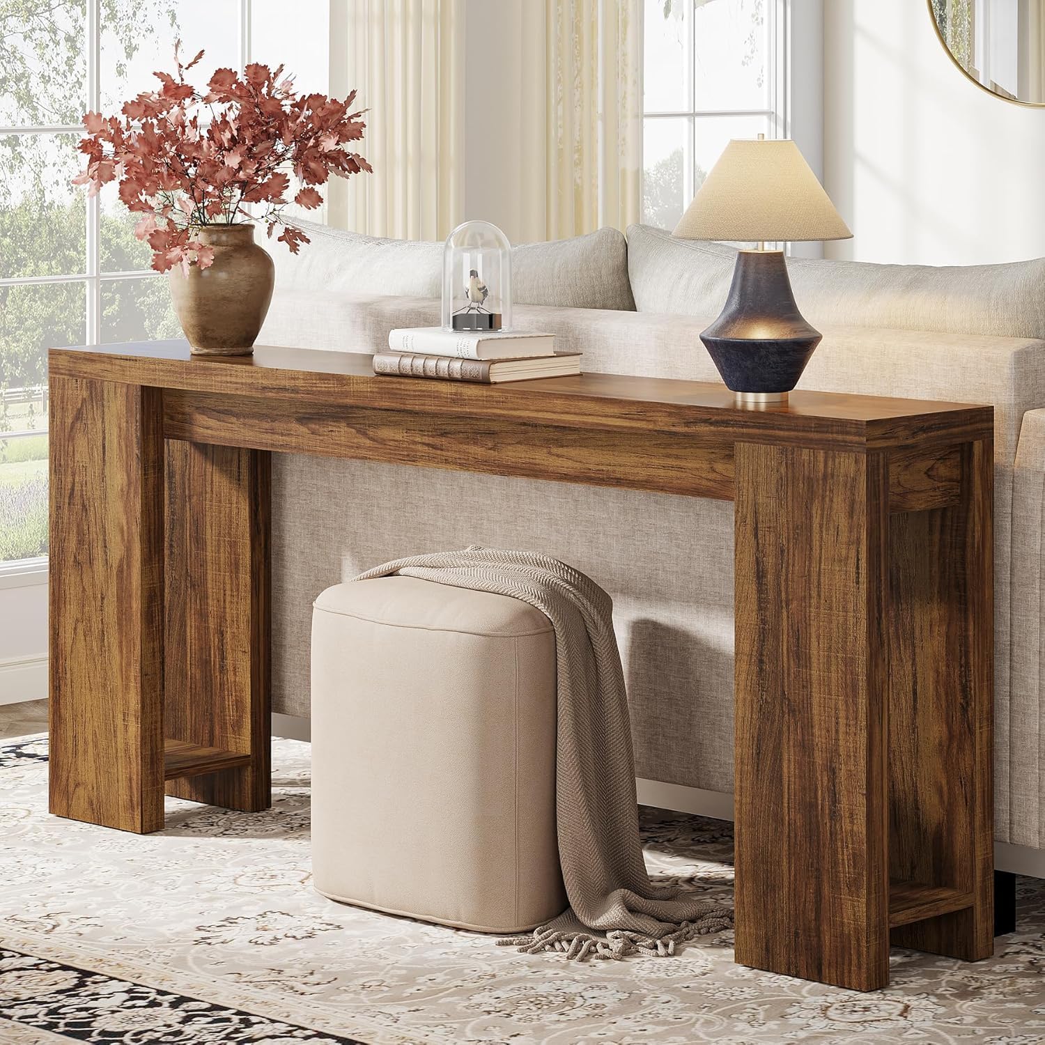 63" Rustic Farmhouse Console Table - Entryway & Sofa Table with Storage - Image 4