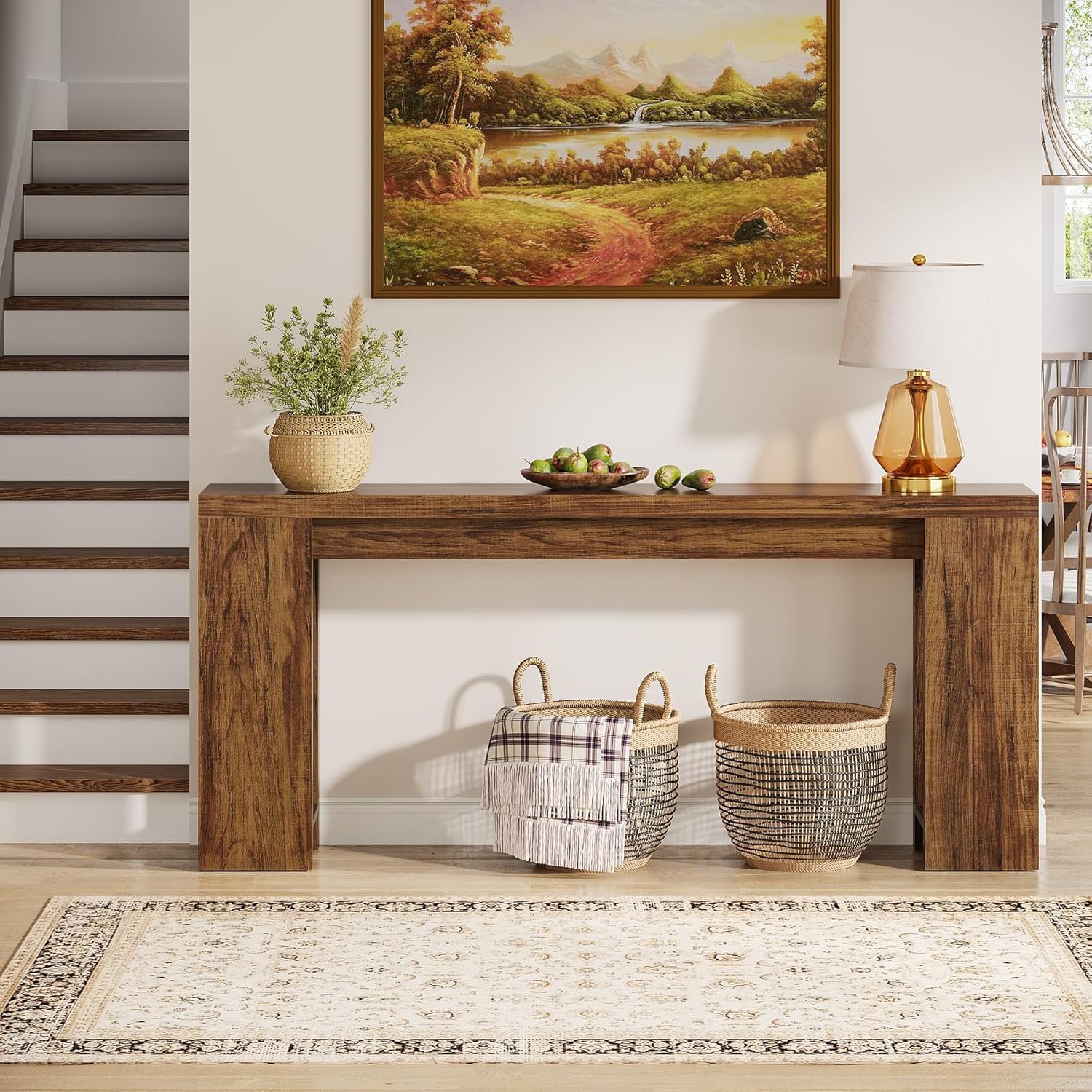 63" Rustic Farmhouse Console Table - Entryway & Sofa Table with Storage - Image 6