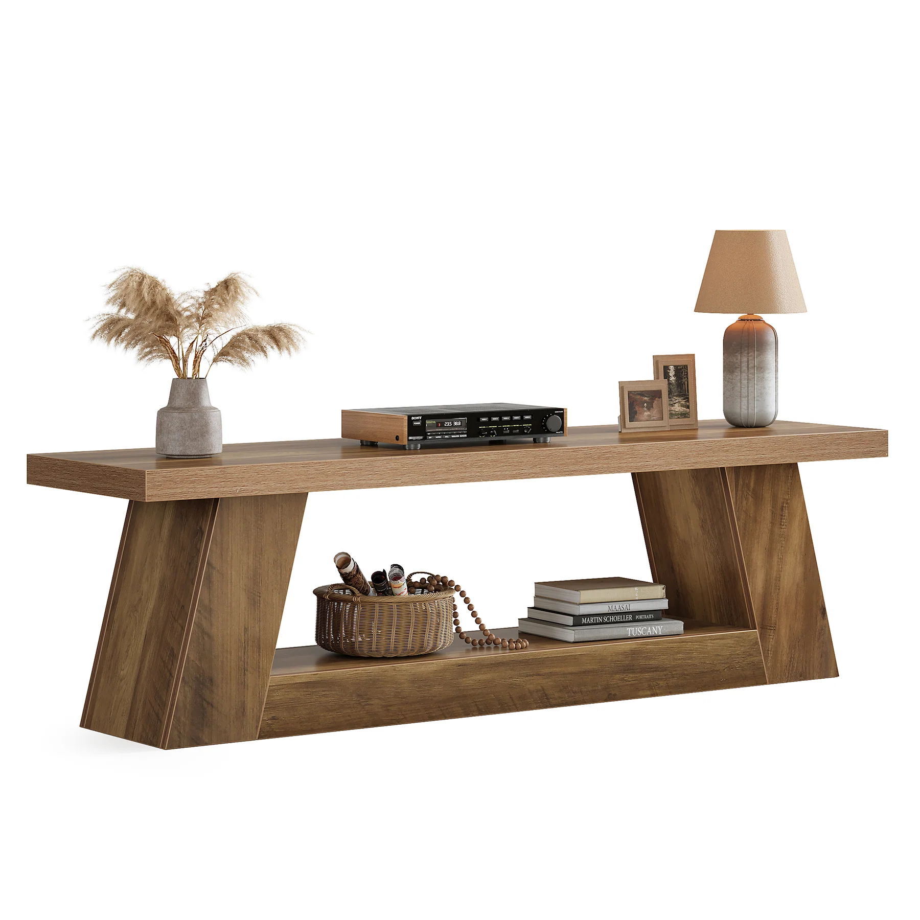 63" TV Stand for 55–75 Inch TVs with Storage Shelf, Rustic Media Console for Living Room Bedroom - Image 11
