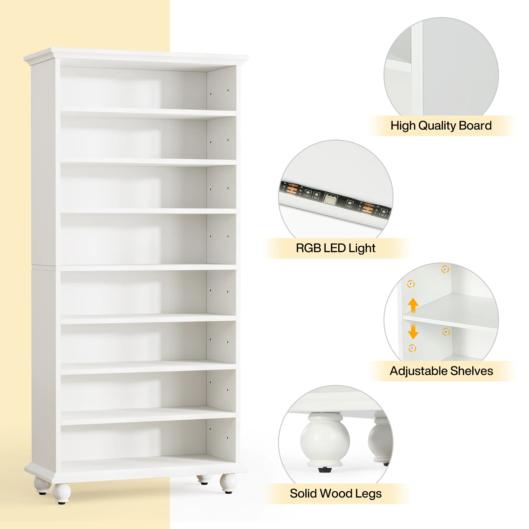 Tribesigns 69-Inch Tall Shoe Storage Cabinet with LED Lighting and Solid Wood Legs, 28-Inch Wide 30-Pair Shoe Rack Organizer - Image 8