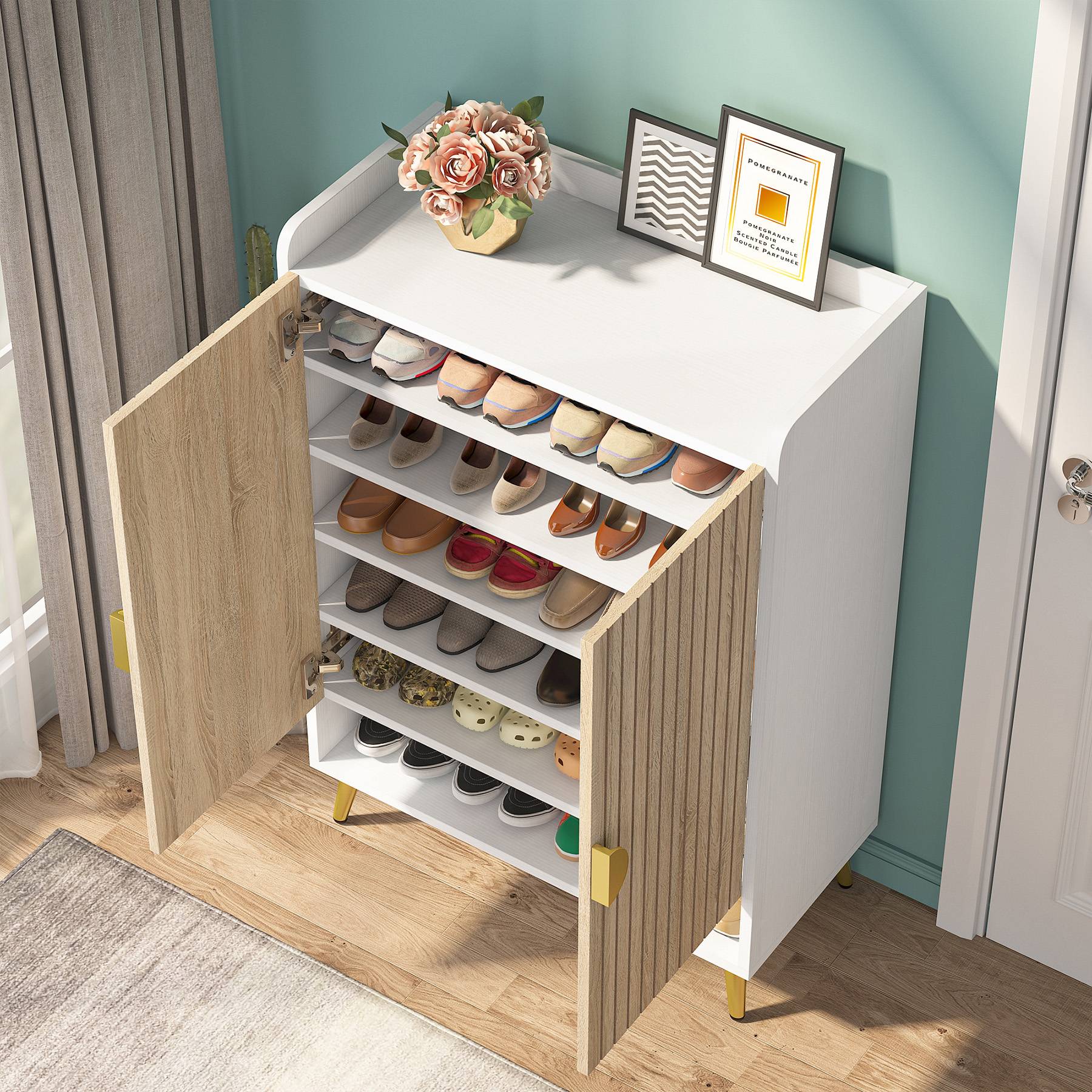 7-Tier Shoe Cabinet, Shoe Storage Organizer with Adjustable Shelves - Image 3