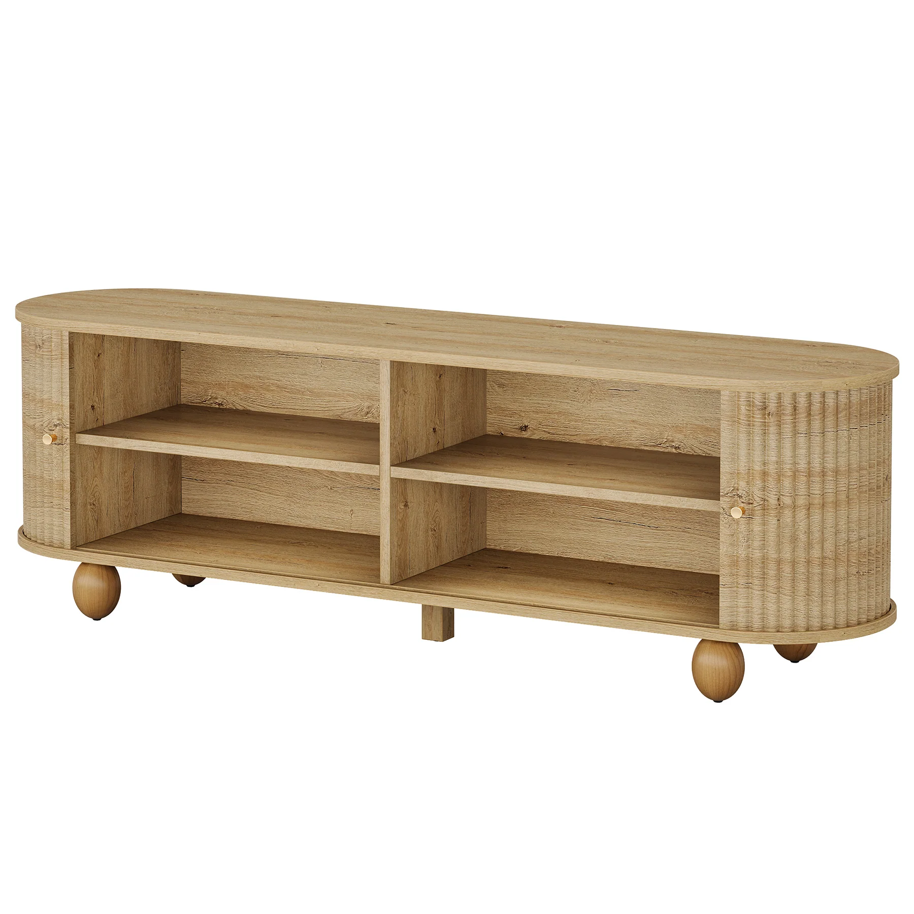 Tribesigns 70.8-Inch Farmhouse Fluted TV Stand with Sliding Doors and Storage Shelves, Extra Long Media Console for 65 70 and 75 Inch TVs - Image 9