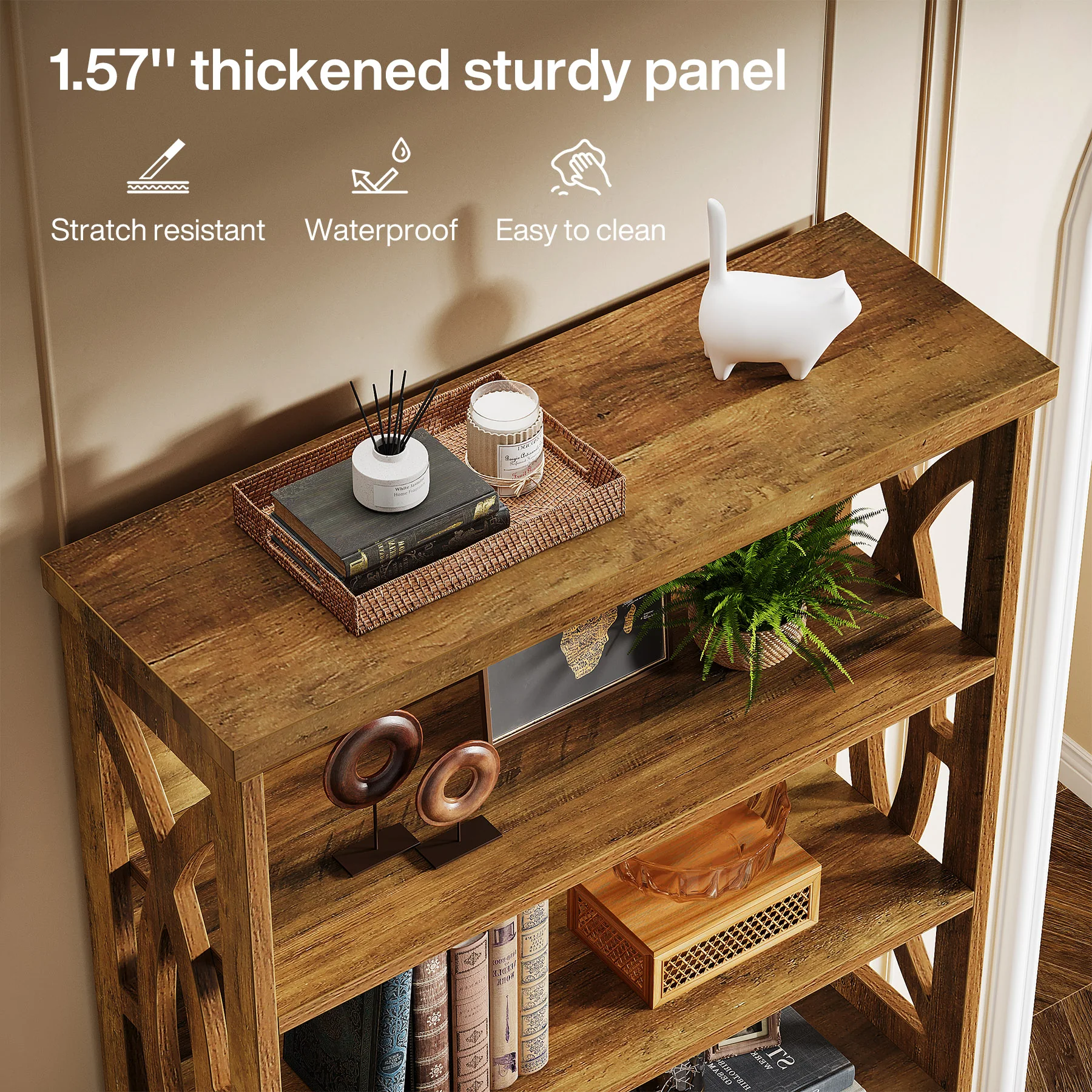 Tribesigns 70.8-Inch Tall Bookshelf, 6-Tier Rustic Wooden Bookcase with Anti-Tipping Kit - Image 3