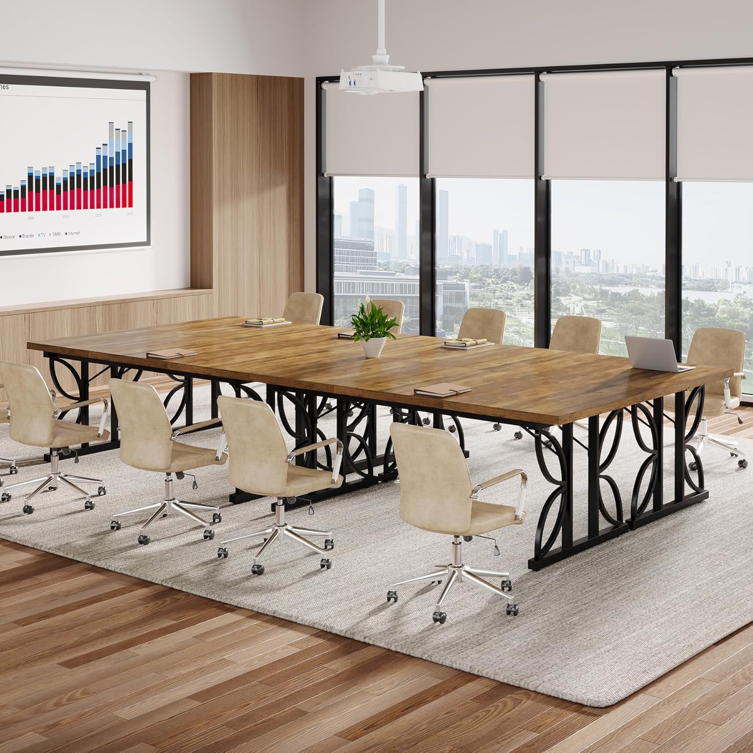 70.8" Industrial Computer Desk - Rustic Brown & Black Metal Frame Workstation - Image 3