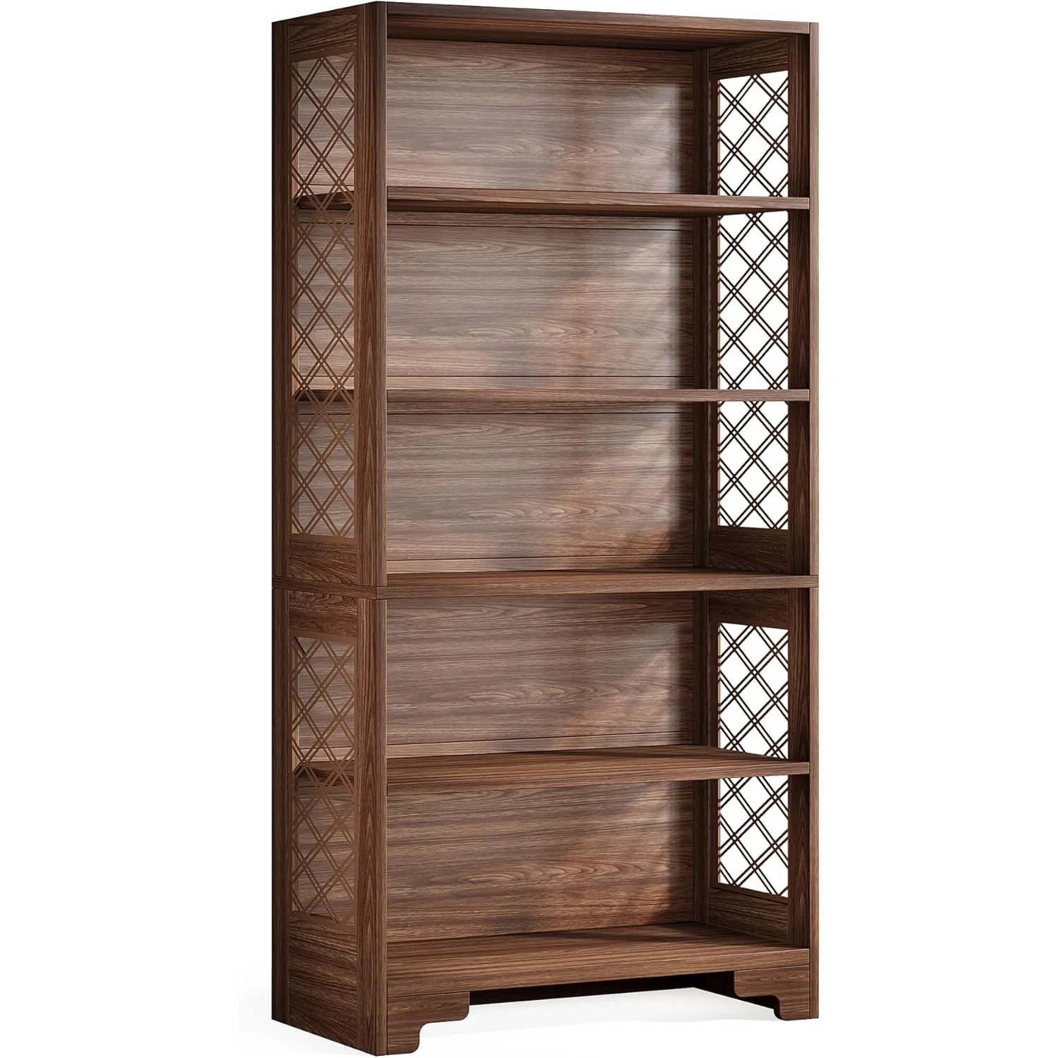 70.8" Mid-Century Bookcase - 6-Tier Vintage Display Shelf for Living Room & Home Office - Image 9