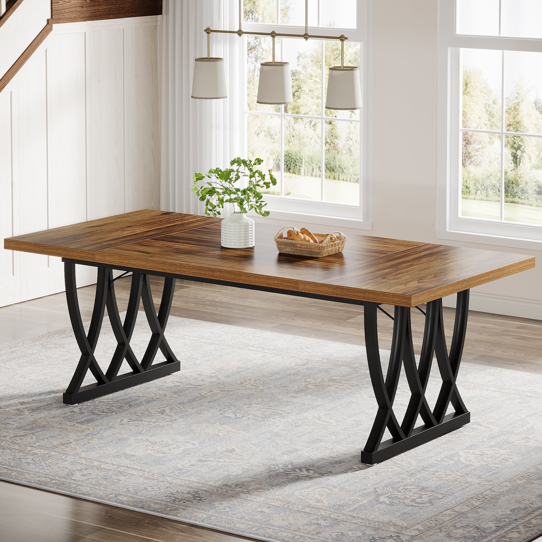 Tribesigns 70.86-Inch Dining Table for 6-8 People, Rectangular Kitchen Table with Heavy Duty Metal Frame for Dining Room and Kitchen - Image 4