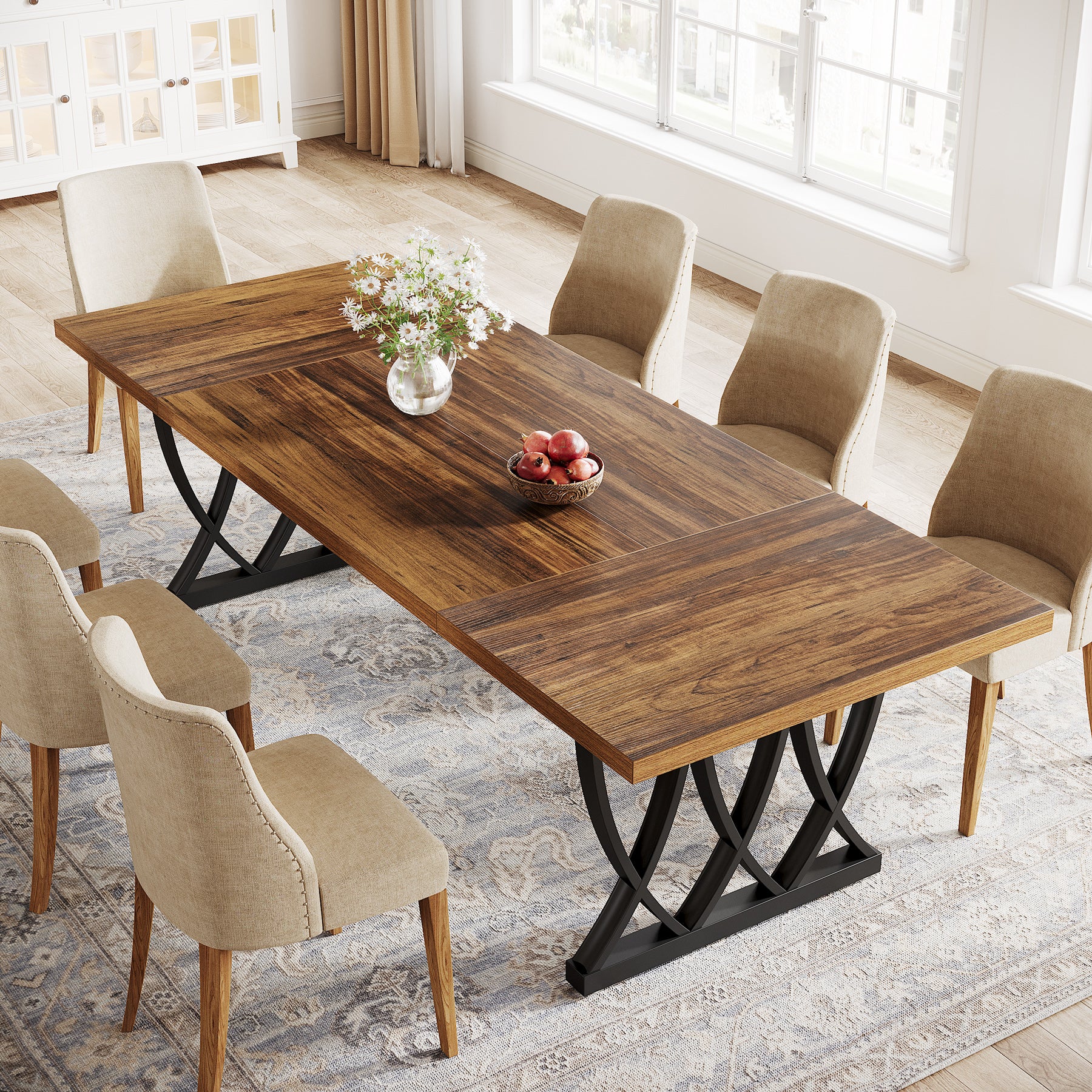 Tribesigns 70.86-Inch Dining Table for 6-8 People, Rectangular Kitchen Table with Heavy Duty Metal Frame for Dining Room and Kitchen - Image 7