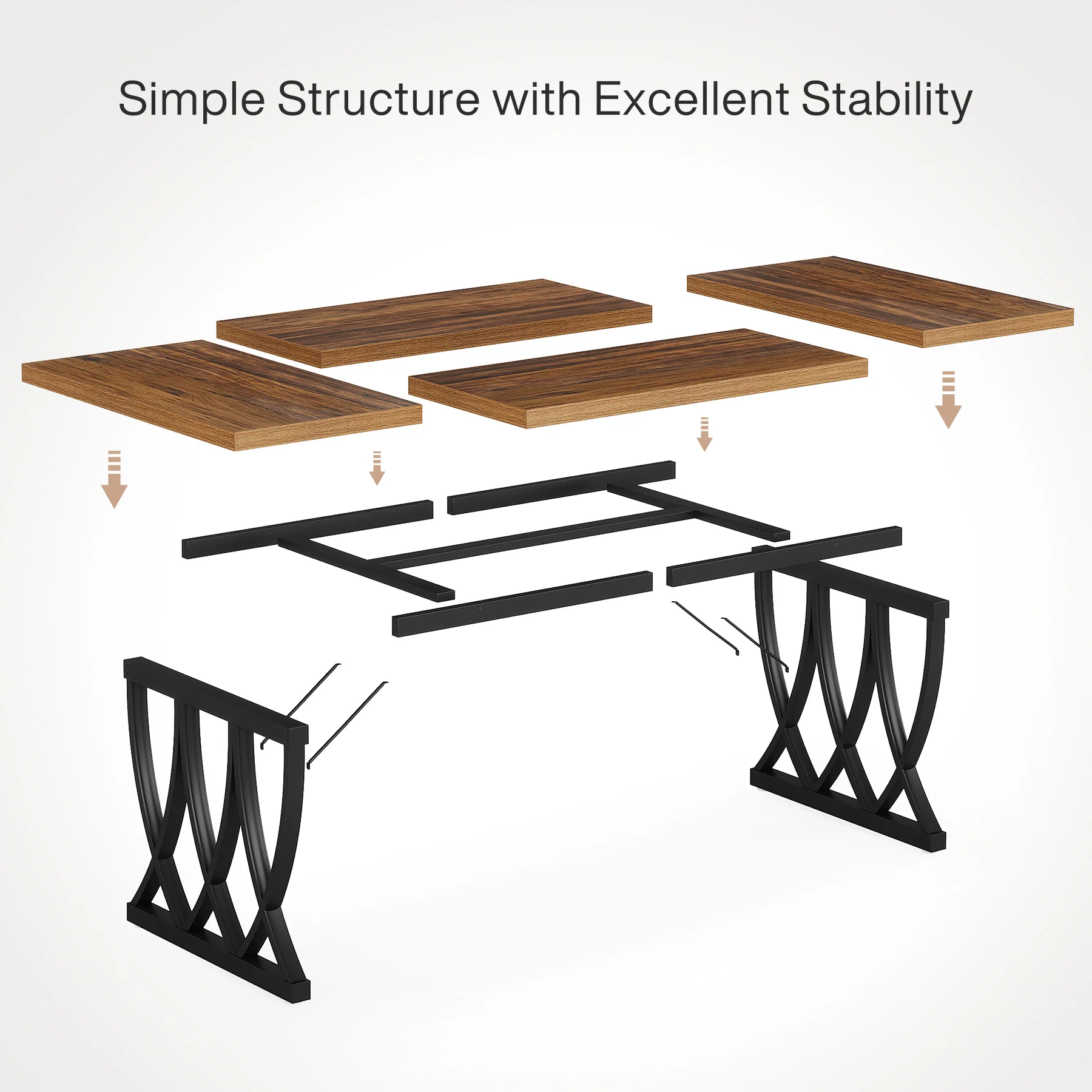 Tribesigns 70.86-Inch Dining Table for 6-8 People, Rectangular Kitchen Table with Heavy Duty Metal Frame for Dining Room and Kitchen - Image 9