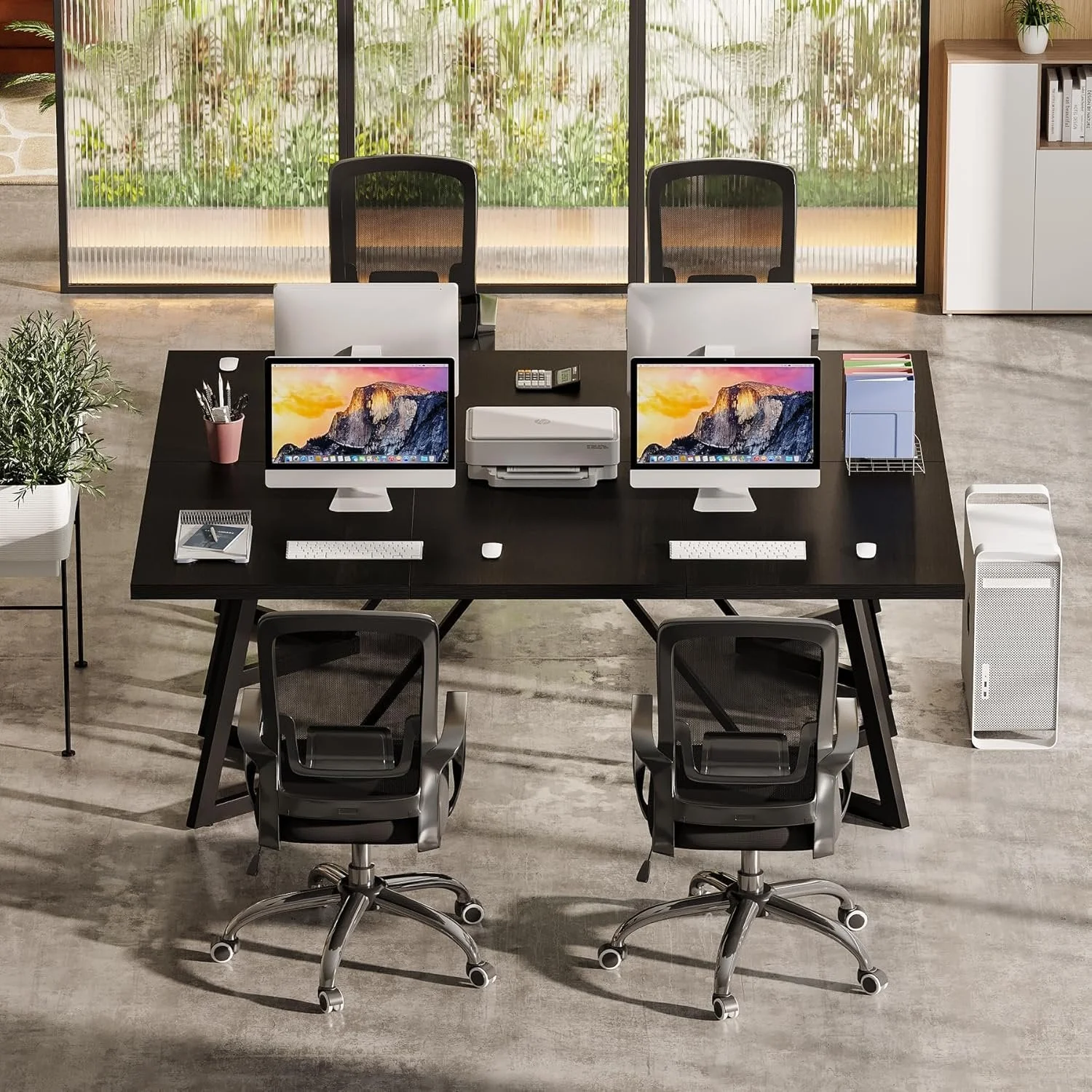 70.86-Inch Modern Executive Desk, Black Office Workstation with Sturdy Metal Frame - Image 6